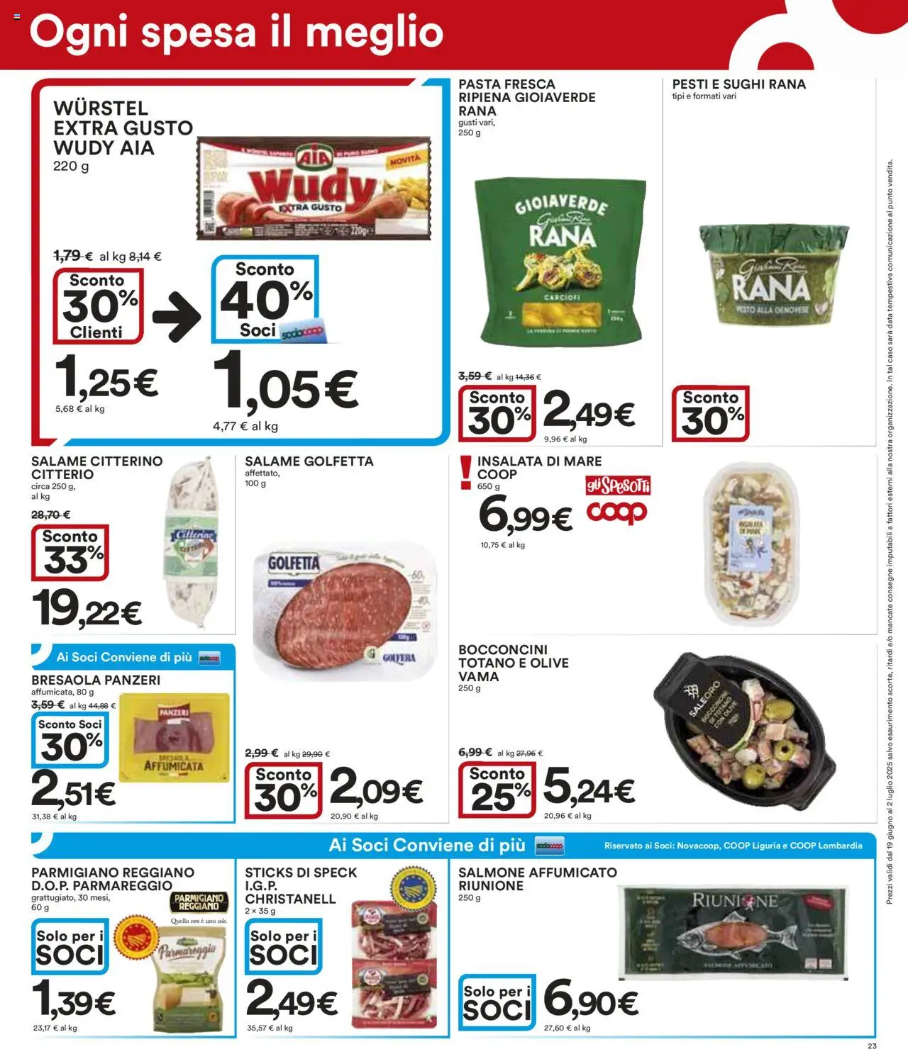 Volantino Ipercoop del 19.06.2025 | Pagina: 23 | Prodotti: Speck, Salame, Wurstel, Carciofi