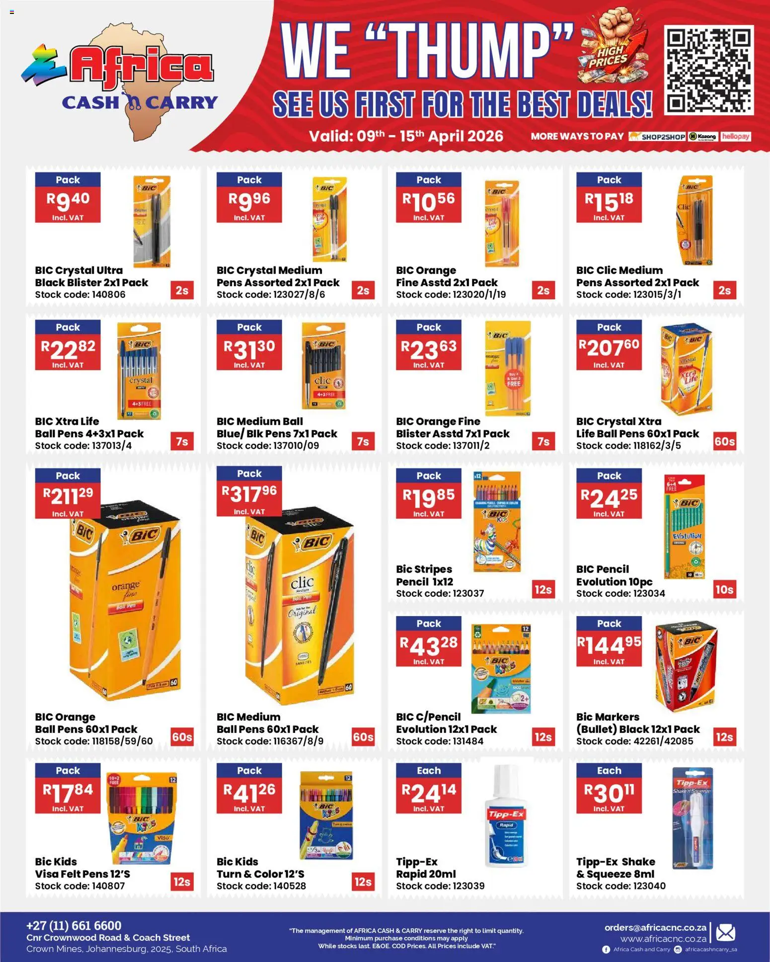 New Africa Cash & Carry catalogue – valid from 09.04.2026 | Page: 43 | Products: Pencil, Pen, Stock