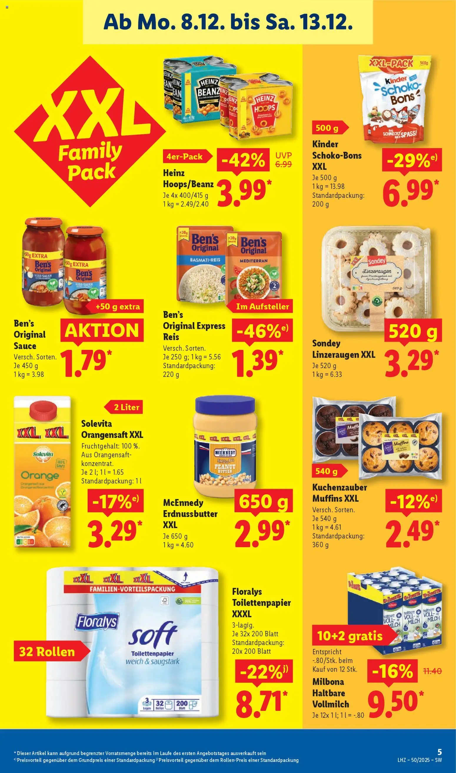 Lidl Prospekt Kornwestheim – gültig ab 08.12.2025 | Seite: 11 | Produkte: Basmatireis, Butter, Saft, Toilettenpapier