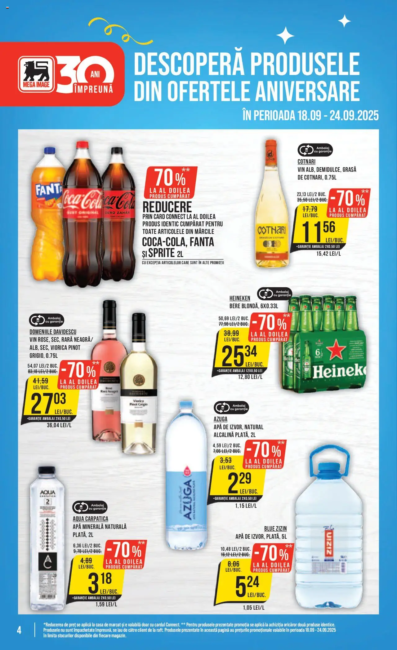 Noul catalog Mega Image – valabil de la 18.09.2025 | Pagină: 4 | Produse: Vin, Bere, Apă, Zahăr