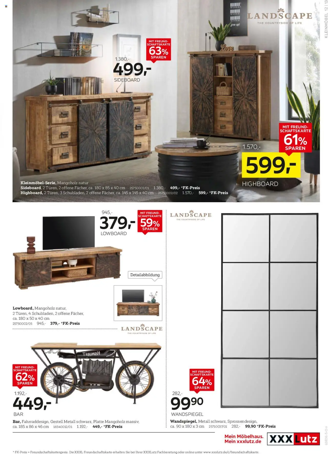 XXXL Lutz XORA Aufbewahrung, Stauraum & Dekoration - gültig ab dem 15.06.2025 | Seite: 13 | Produkte: Sideboard, Lowboard, HIghboard, Wandspiegel
