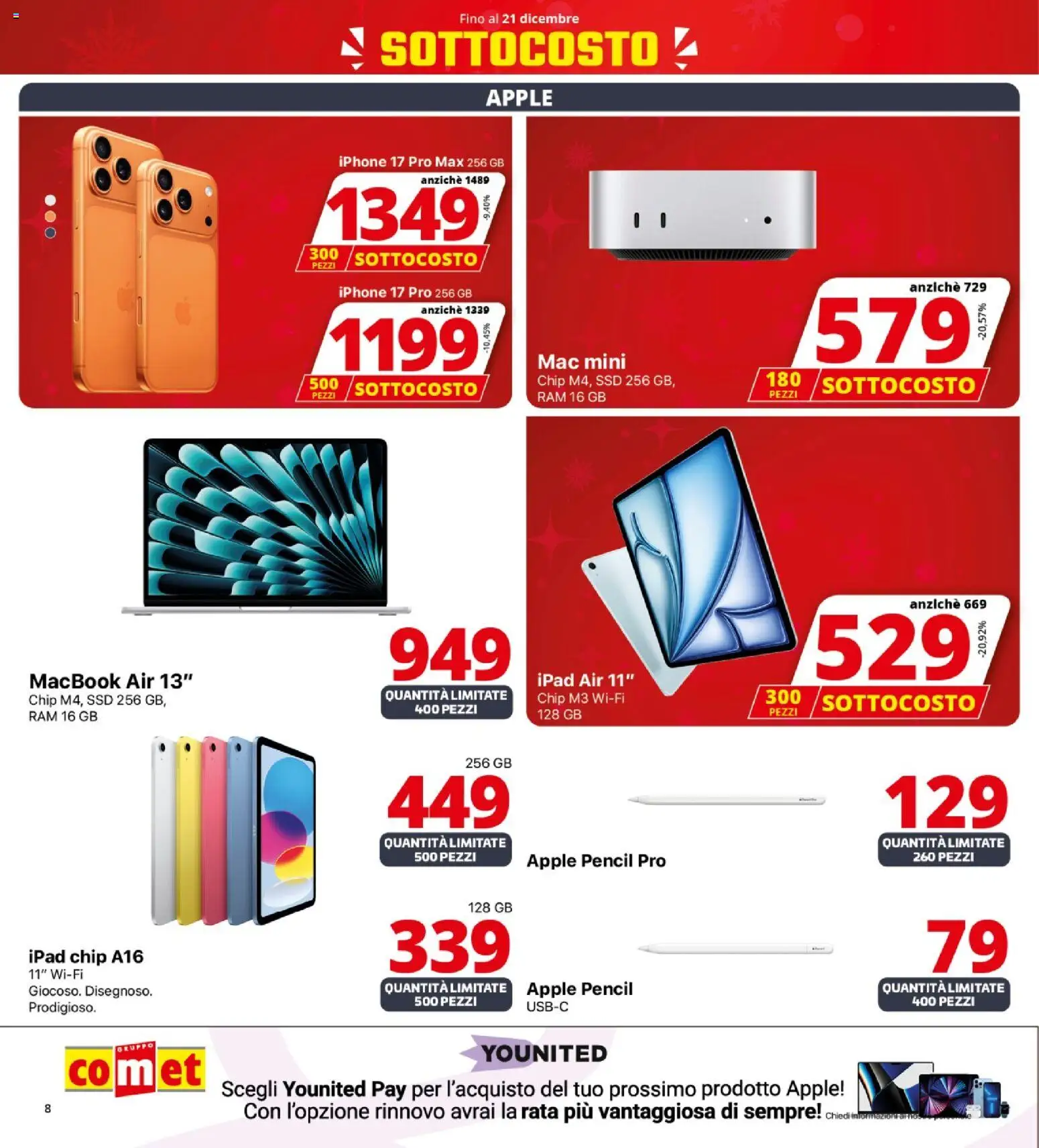 Volantino Comet del 12.12.2025 | Pagina: 8 | Prodotti: Macbook air, Iphone, Ipad, Macbook