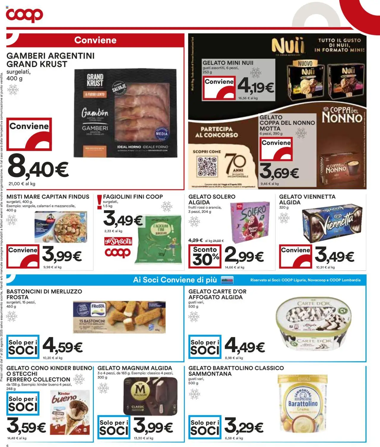 Volantino COOP del 07.08.2025 | Pagina: 6 | Prodotti: Merluzzo, Data, Forno, Fagiolini