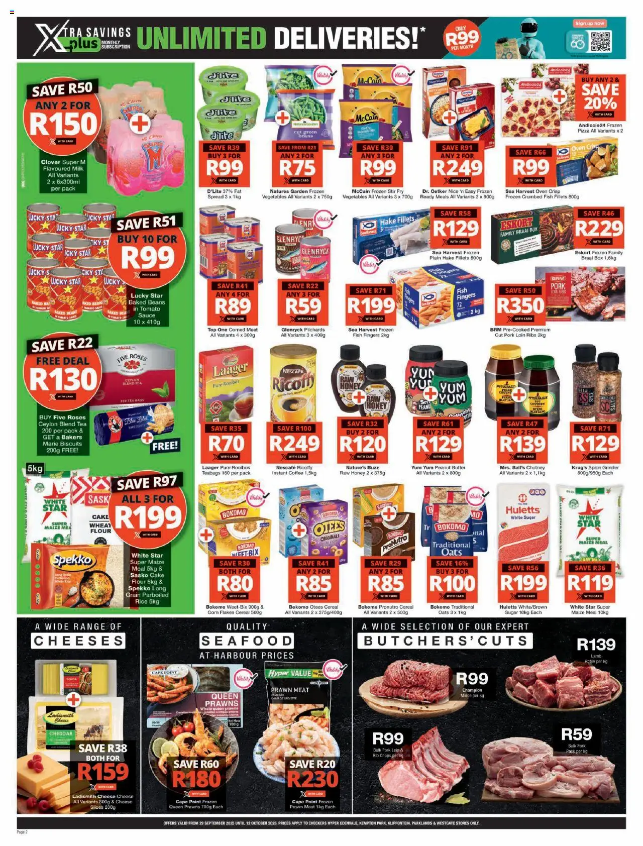 New Checkers catalogue – valid from 29.09.2025 | Page: 2 | Products: Cake, Grinder, Milk, Tea