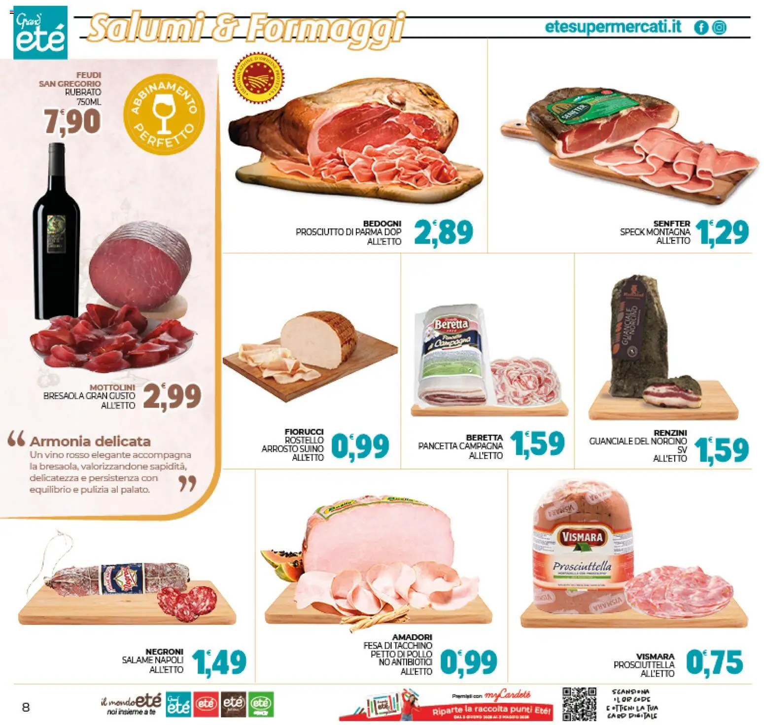 Volantino Eté del 16.01.2026 | Pagina: 8 | Prodotti: Arrosto, Suino, Vino, Vino rosso