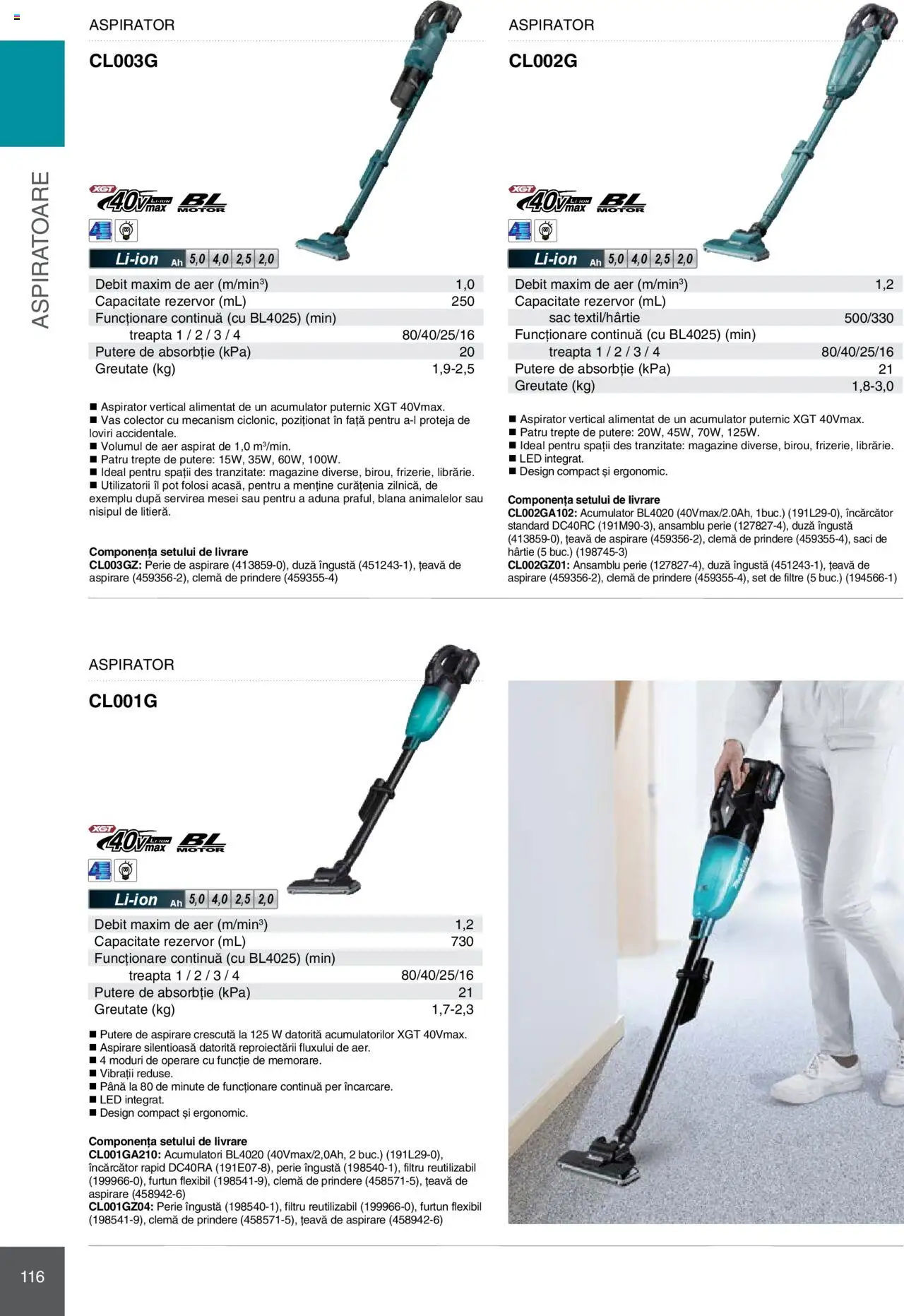 Noul catalog Makita – valabil de la 08.01.2025 | Pagină: 116 | Produse: Încărcător, Aspirator, Perie, Țeavă