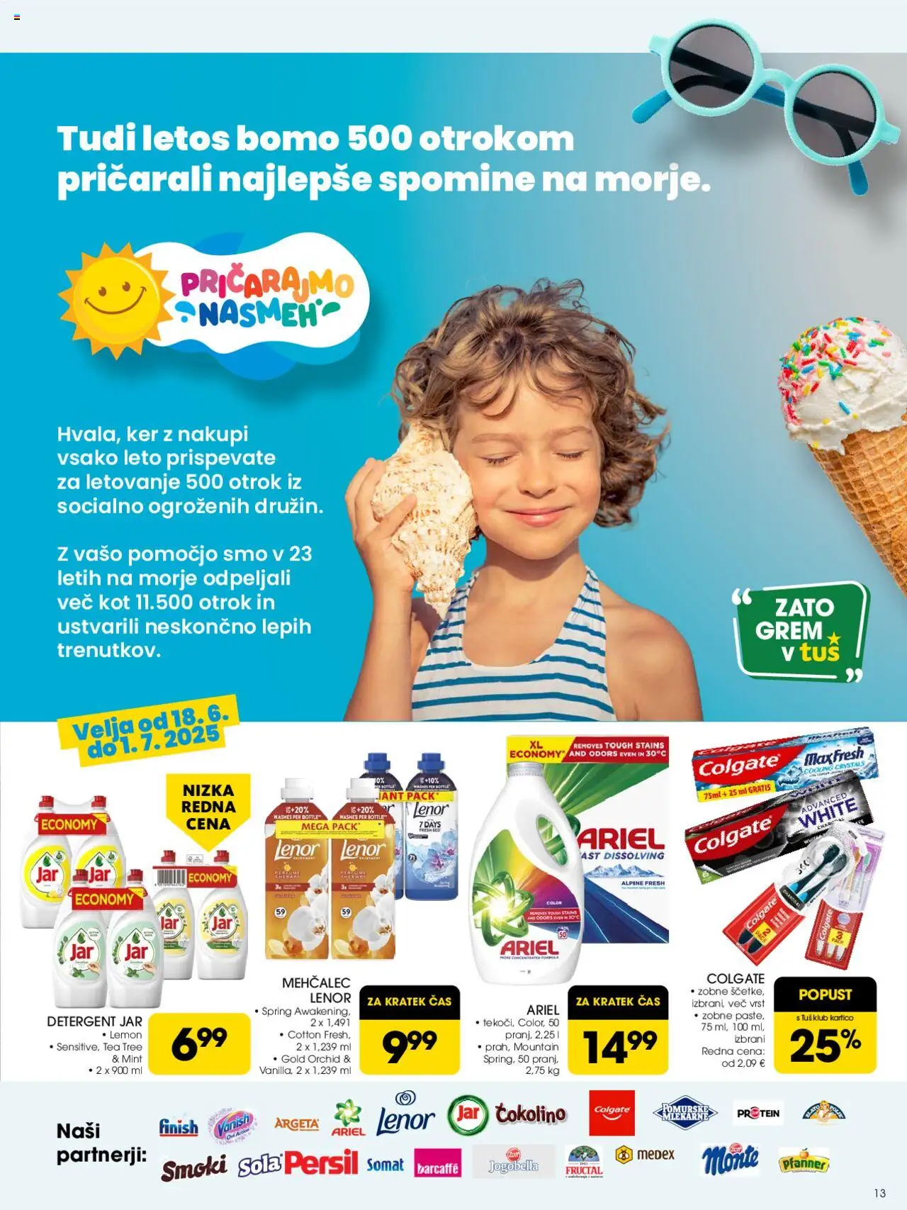 Tuš katalog │ velja od 18.06.2025 | Stran: 13 | Izdelki: Mehčalec, Čokolino, Detergent