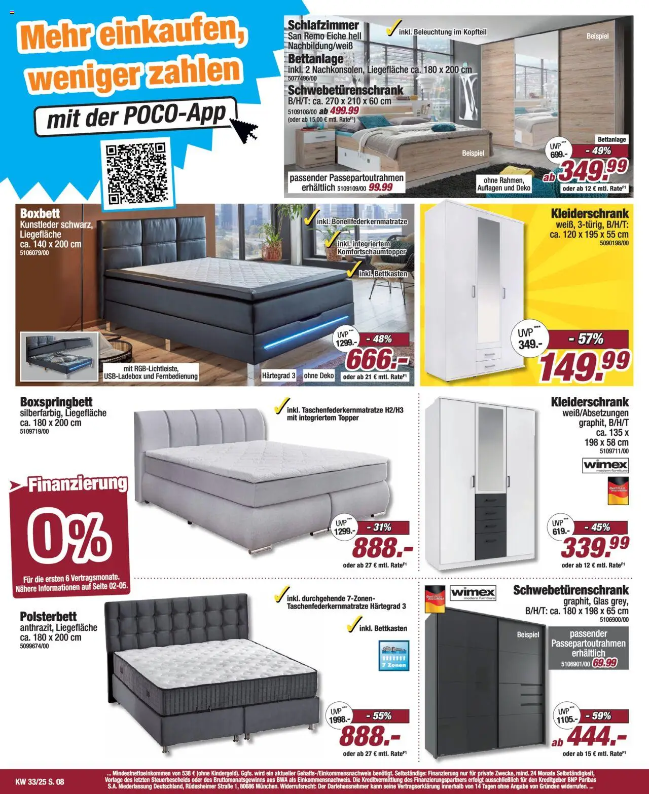 Poco Prospekt 	 - gültig ab dem 09.08.2025 | Seite: 8 | Produkte: Kleiderschrank, Schwebetürenschrank, Boxspringbett, Polsterbett