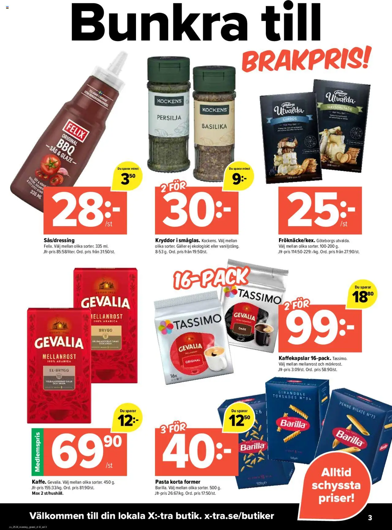 Coop X:-TRA reklamblad aktuell från 09.06.2025 | Sida: 3 | Produkter: Galler, Kaffekapslar, Basilika, Persilja