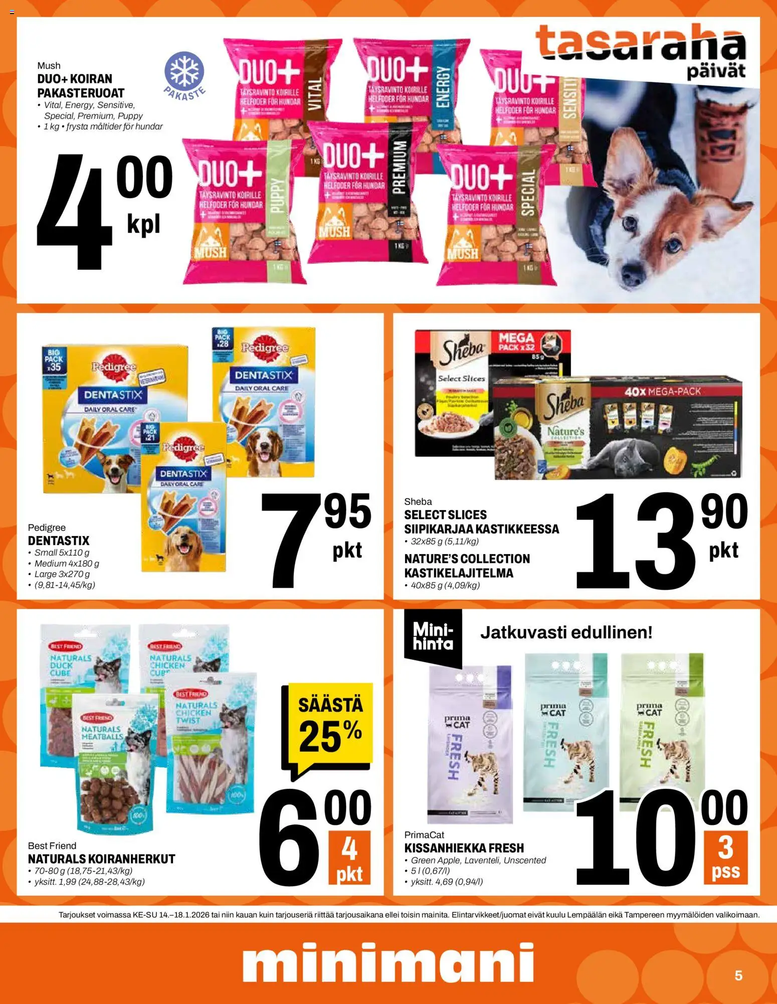 Minimani tarjoukset – voimassa 14.01.2026 alkaen | Sivu: 5 | Tuotteet: Kissanhiekka