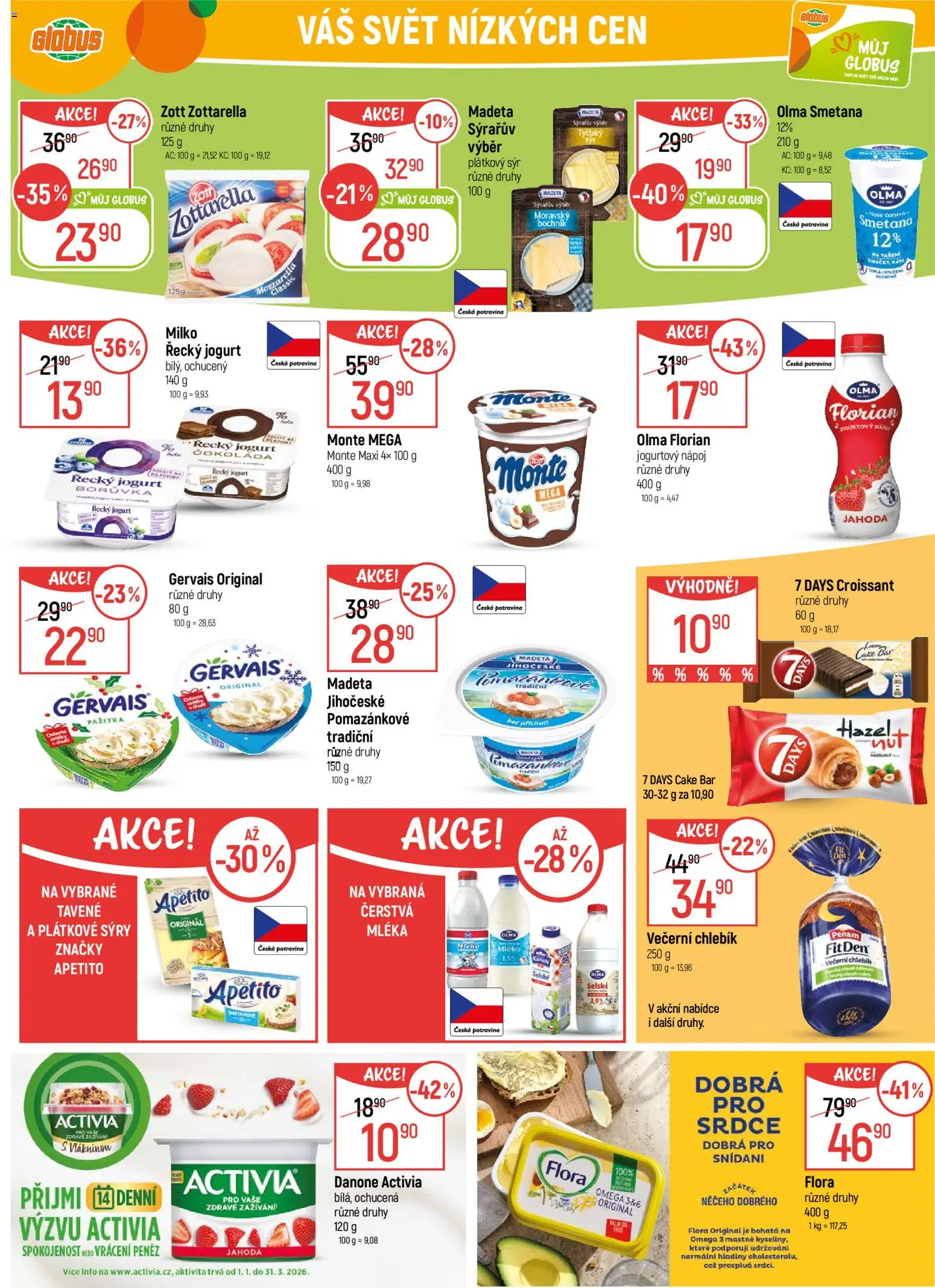 Globus leták - Praha-Štěrboholy od 02.01.2026 | Strana: 18 | Produkty: Danone Activia, Sýr, Sýry, Croissant