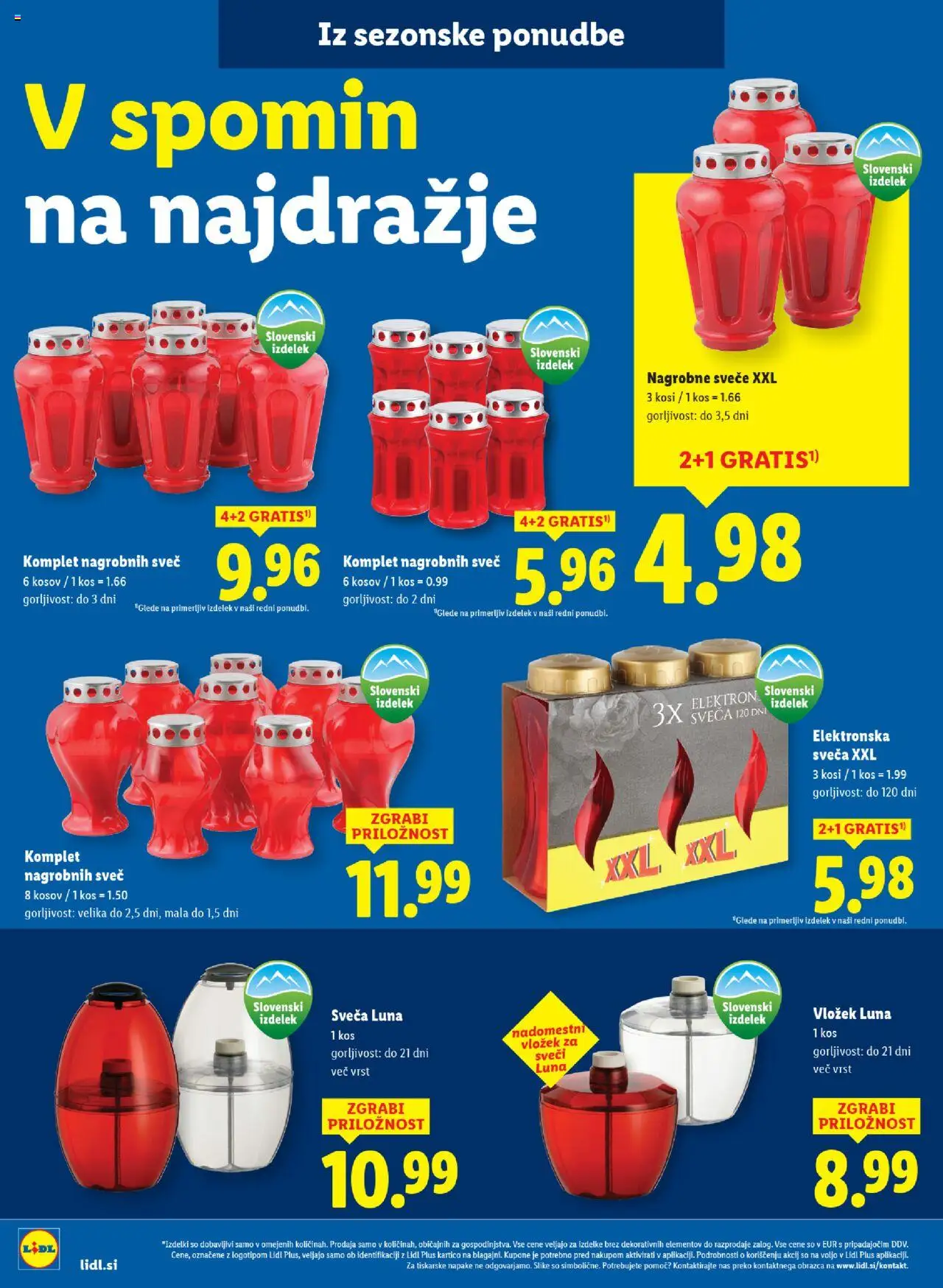 Novi Lidl katalog ponudbe – veljaven od 23.10.2025 | Stran: 26 | Izdelki: Nagrobne sveče, Sveča, Kos, Svece