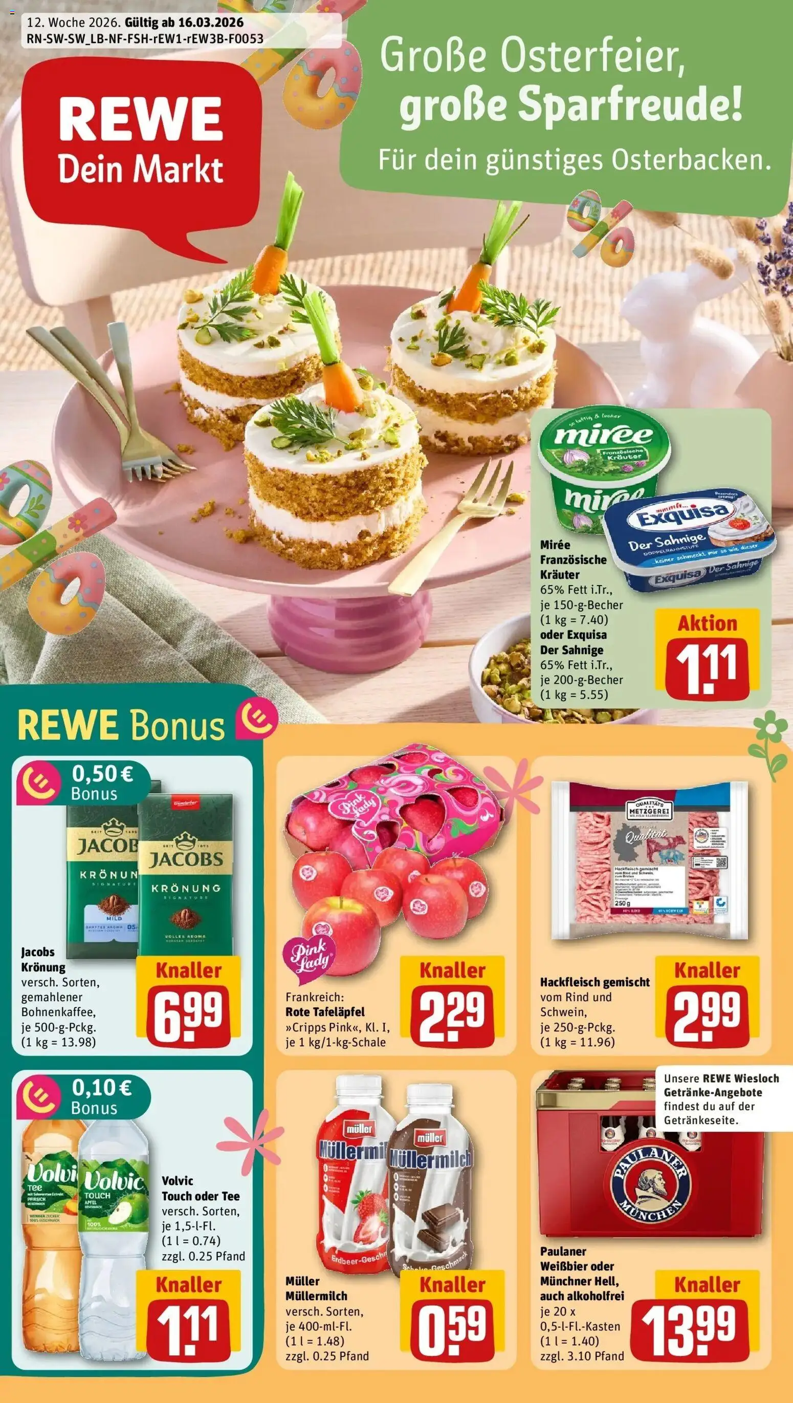 Rewe Prospekt Wiesloch	 – gültig ab 15.03.2026 | Seite: 1 | Produkte: Zucker, Müllermilch, Paulaner, Hackfleisch