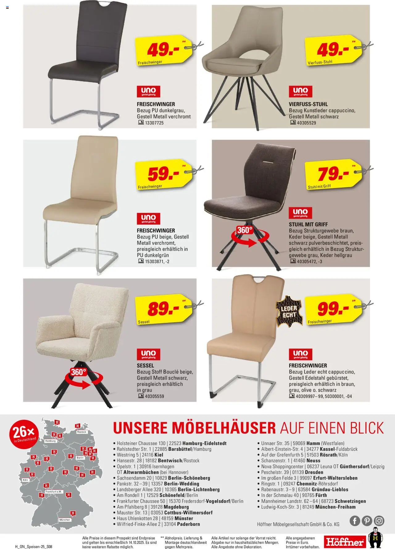 Höffner Speisen Spezial – gültig ab 01.10.2025 | Seite: 8 | Produkte: Sessel, Stuhl