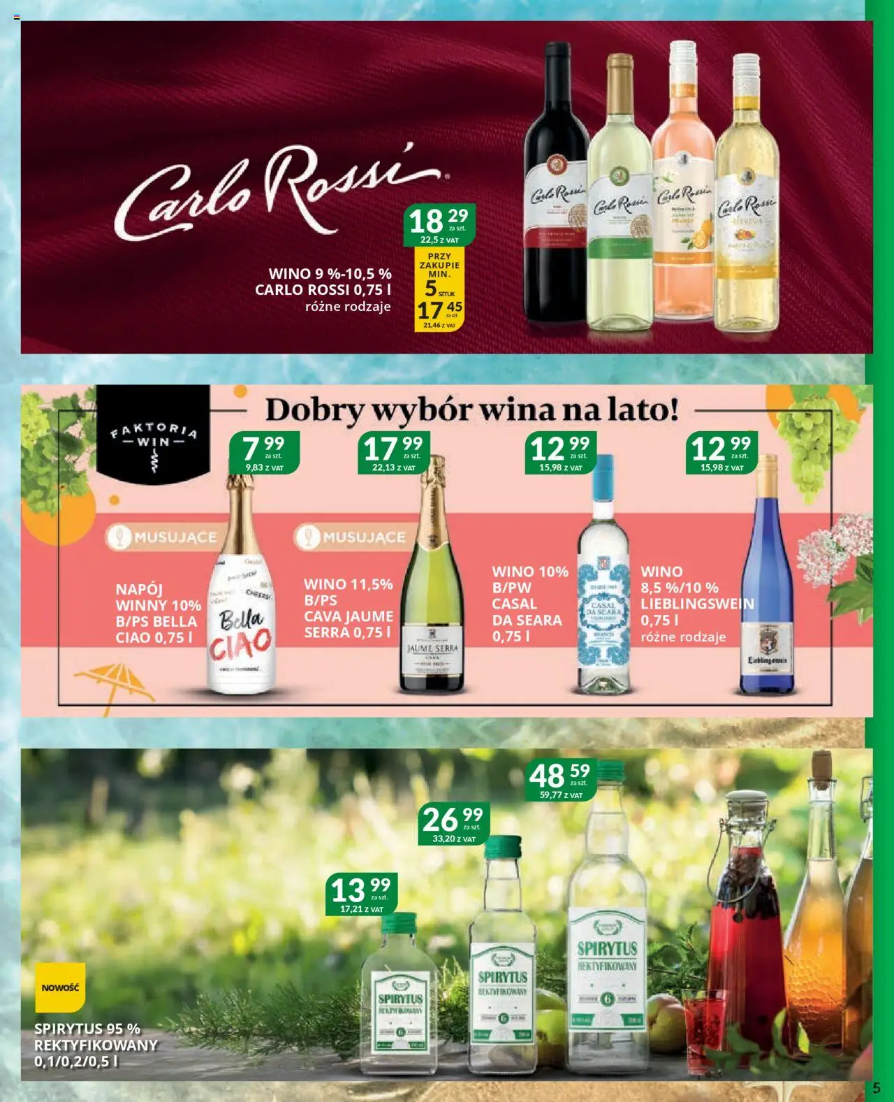 Eurocash Gazetka - Katalog Alkoholowy C&C od 01.08.2025 | Strona: 5 | Produkty: Spirytus rektyfikowany, Wino, Carlo Rossi