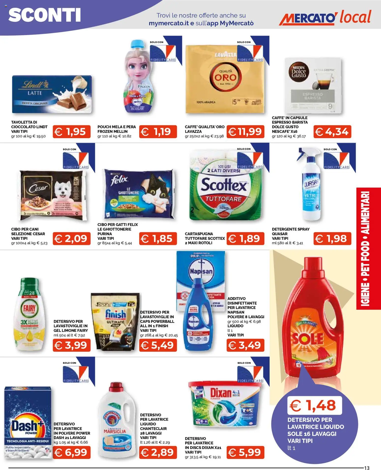 Volantino Mercatò del 12.01.2026 | Pagina: 13 | Prodotti: Detergente, Limone, Pera, Lavazza