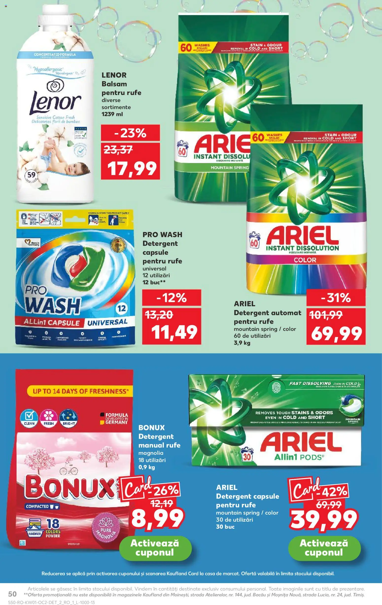 Kaufland RO akciós ujság - amely érvényes a következő dátumtól: 31.12.2025 | Oldal: 50 | Termékek: Ariel