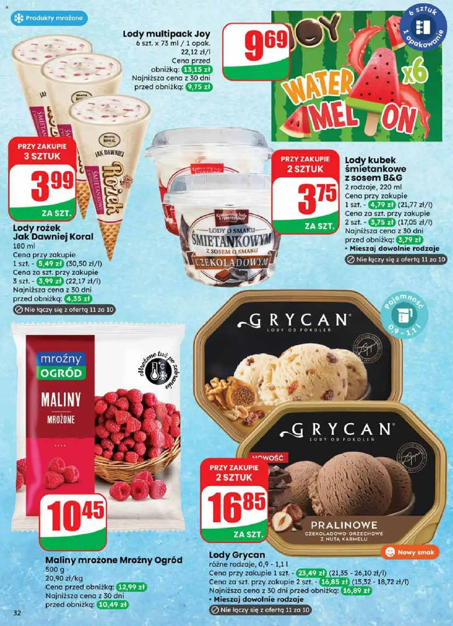 Dino gazetka od 18.03.2026 | Strona: 32 | Produkty: Maliny, Lody Grycan, Lody