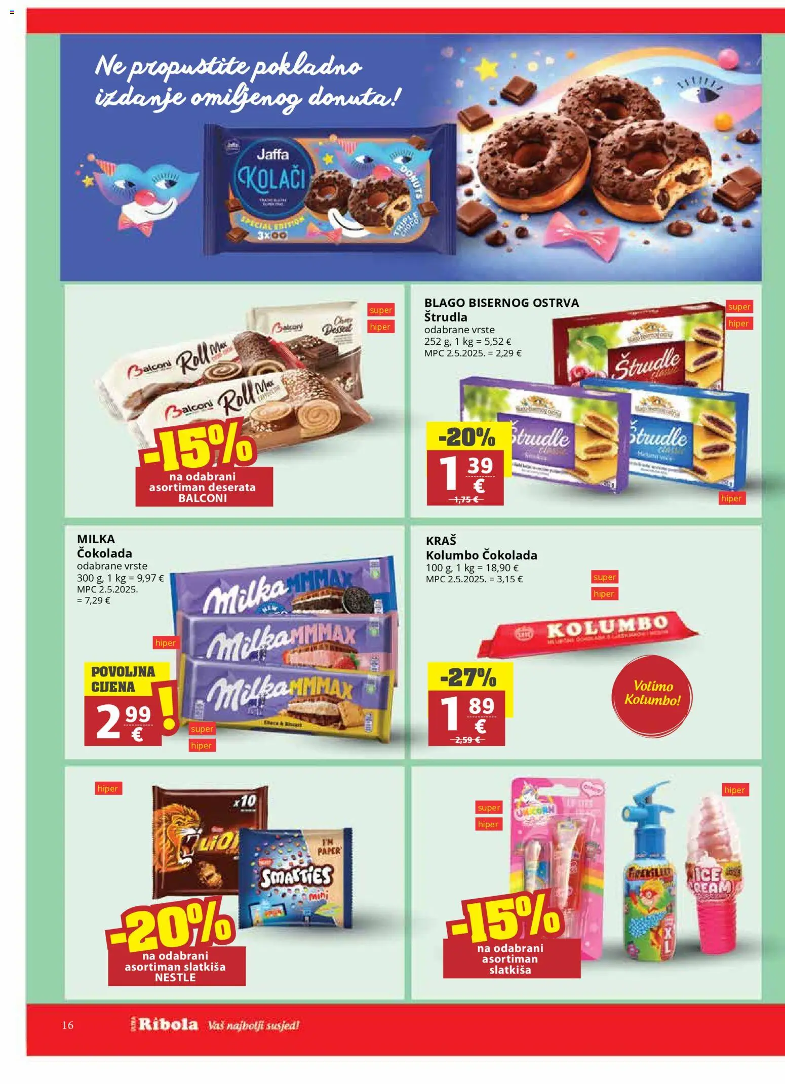 Ribola katalog | vrijedi od 11.02.2026 | Stranica: 16 | Proizvodi: Čokolada, Milka, Štrudle