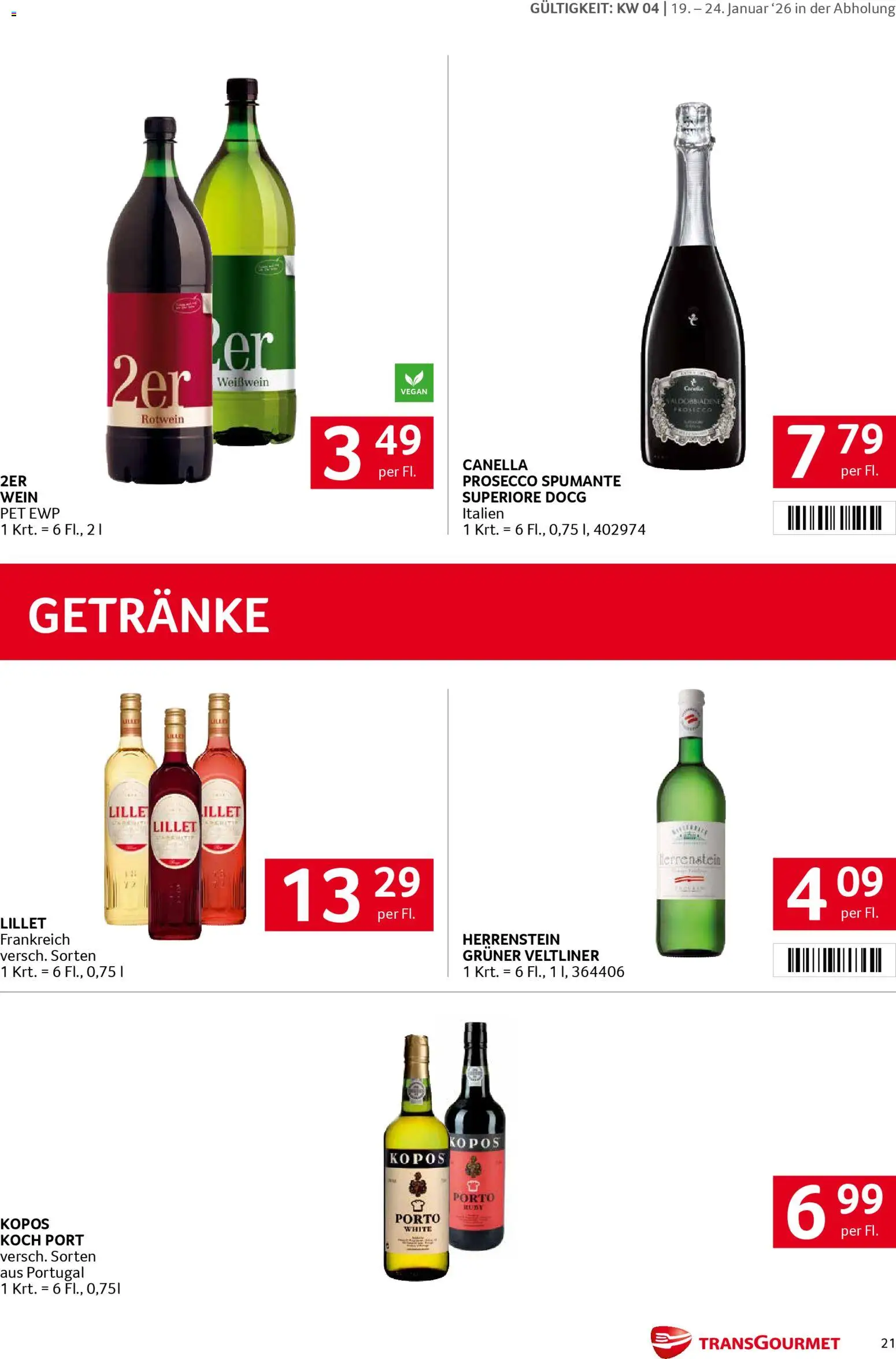 Transgourmet Flugblatt gültig ab 19.01.2026 | Seite: 21 | Produkte: Häränliha, Wein
