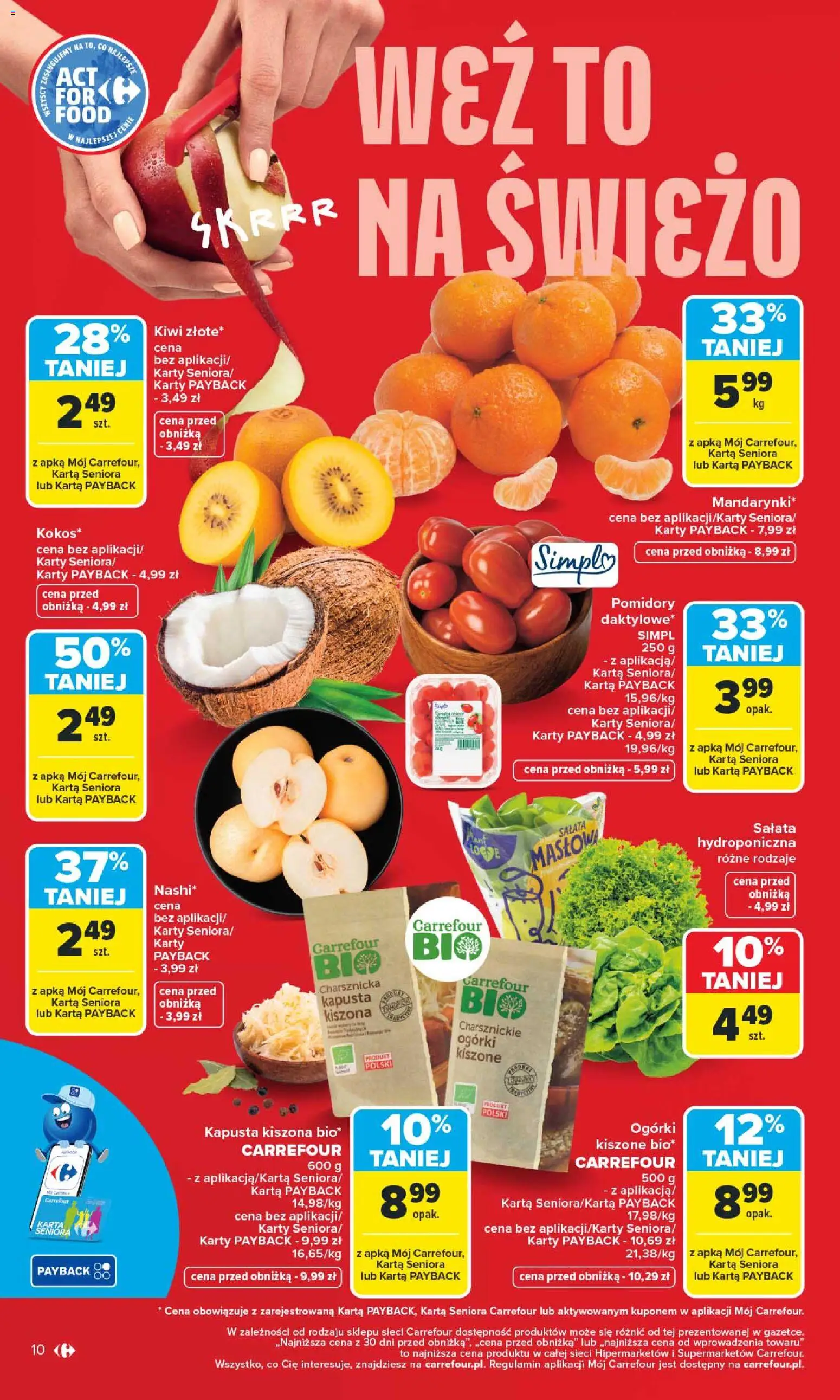 Carrefour gazetka od 09.03.2026 | Strona: 12 | Produkty: Kapusta, Kapusta kiszona, Pomidory, Kiwi