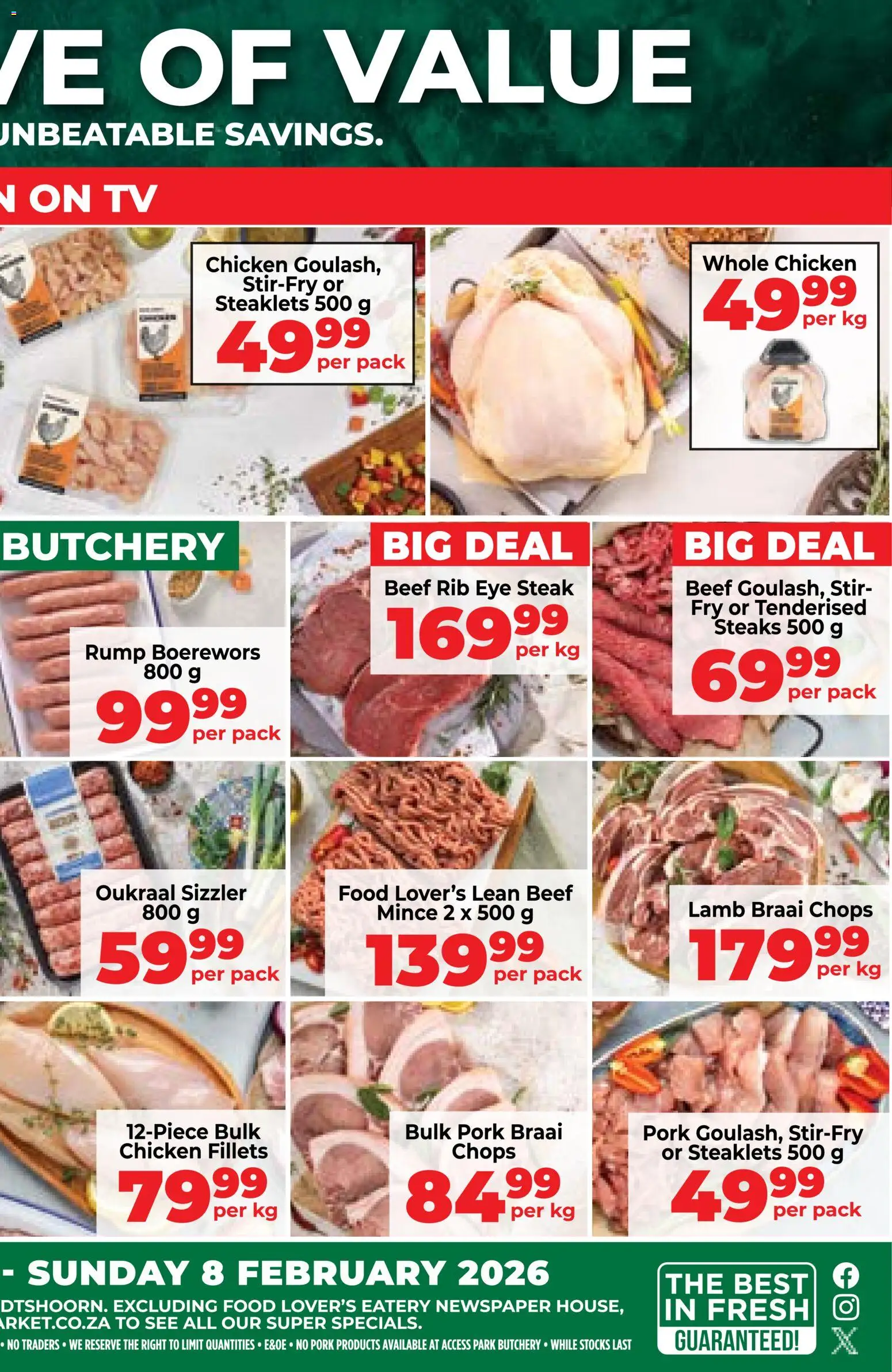 New Food Lover's Market catalogue – valid from 02.02.2026 | Page: 2 | Products: TV, Chicken, Pork, Beef