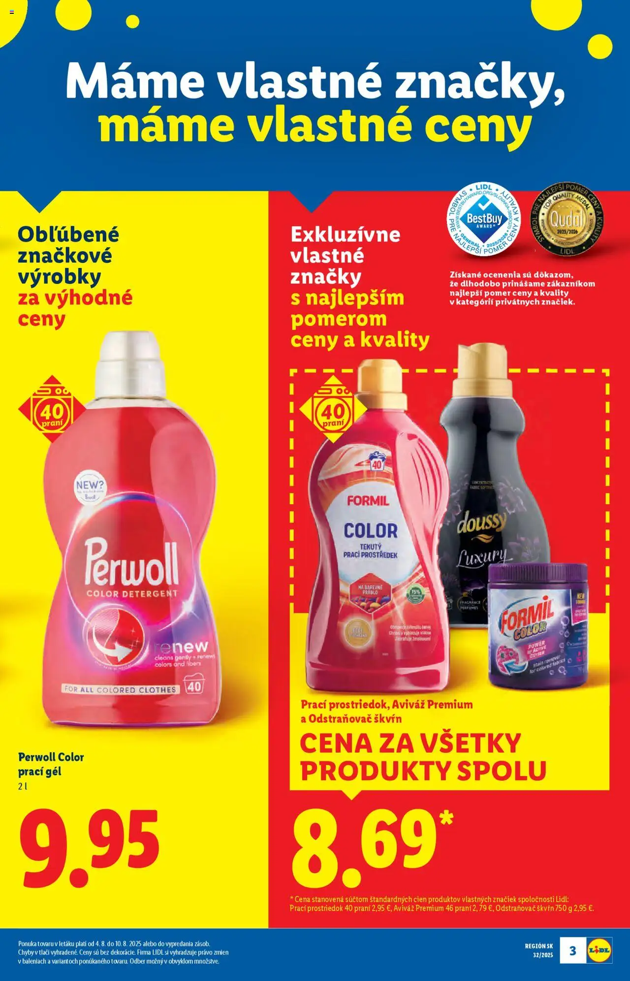 Lidl leták │ platný od 04.08.2025 | Strana: 3 | Produkty: Perwoll, Aviváž