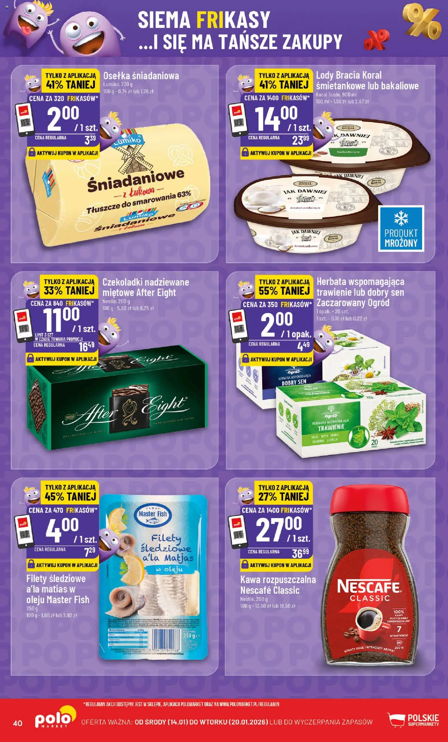 POLOmarket Gazetka od 14.01.2026 | Strona: 40 | Produkty: Czekoladki, Kminek, Kawa, Lody