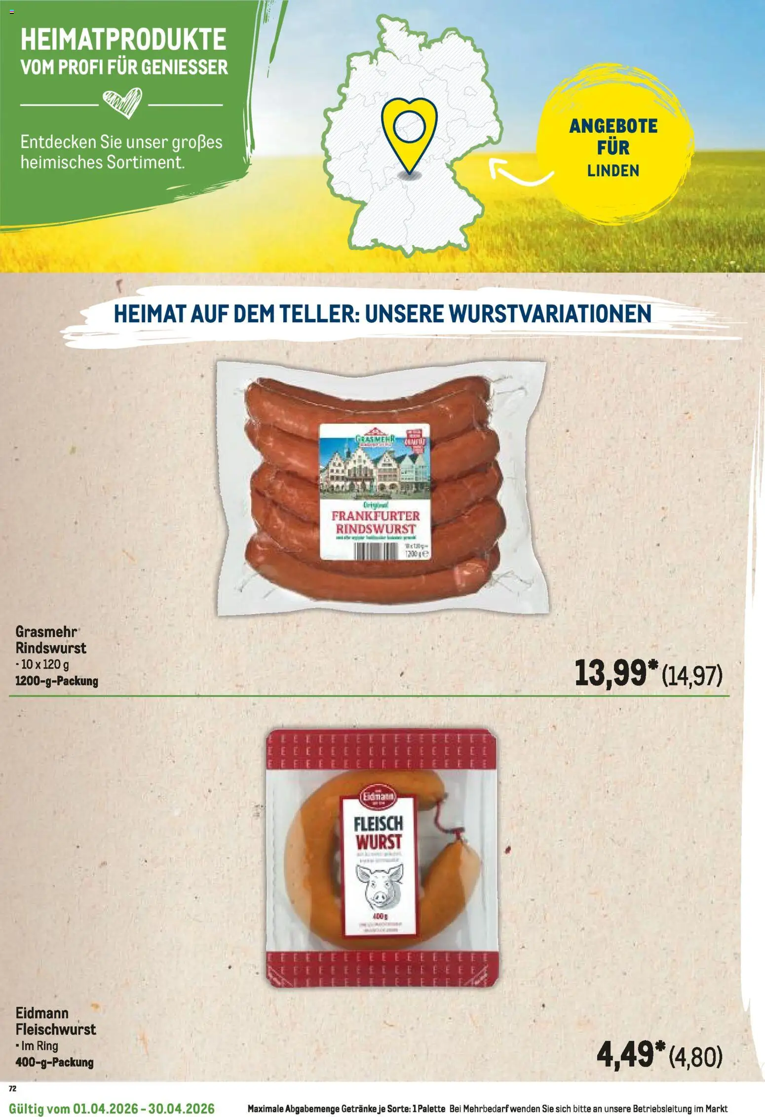 Metro Regionaler Flyer – gültig ab 01.04.2026 | Seite: 54 | Produkte: Wurst, Fleisch