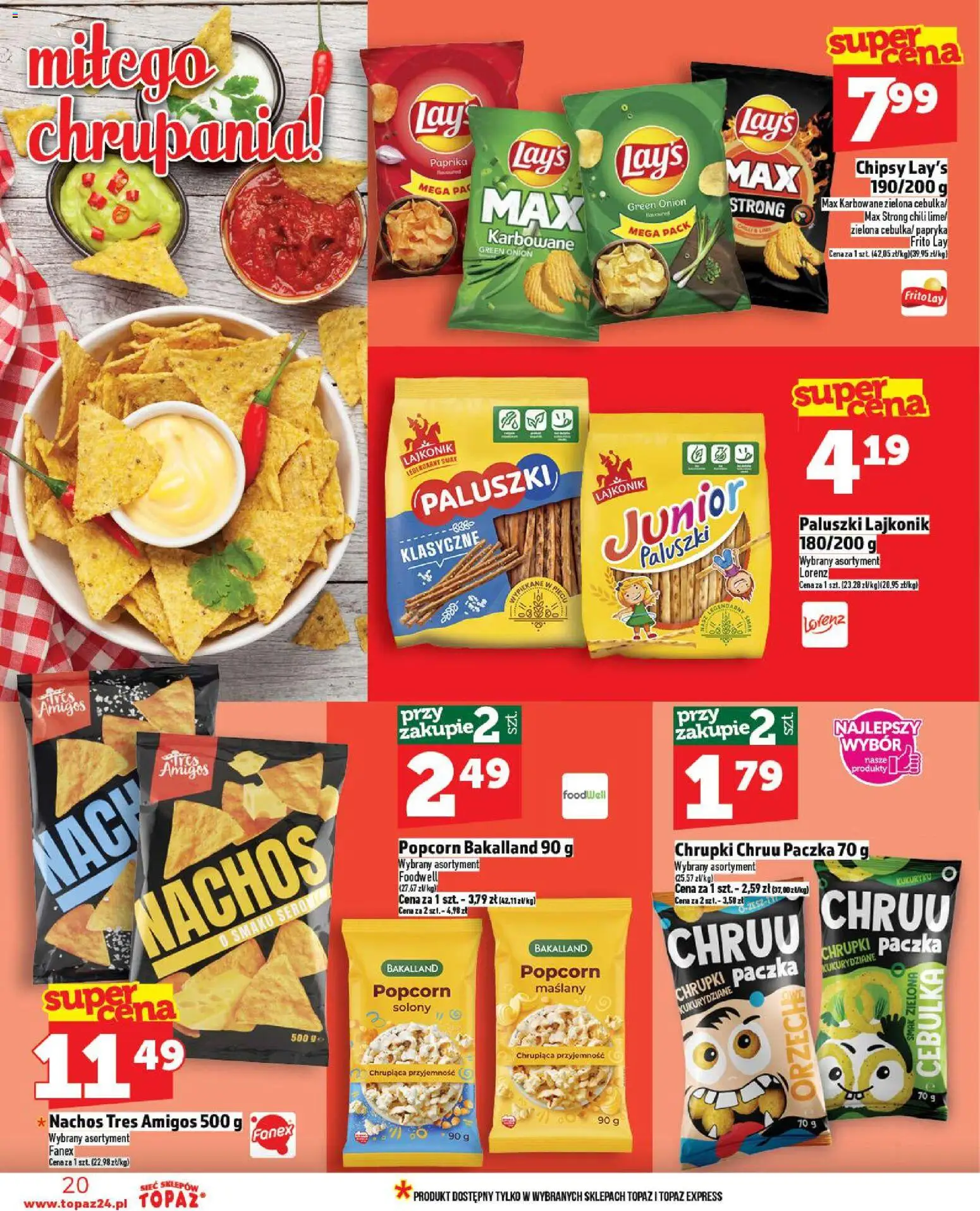 Topaz Gazetka MAZ od 06.11.2025 | Strona: 20 | Produkty: Chipsy, Chrupki, Nachos, Paluszki