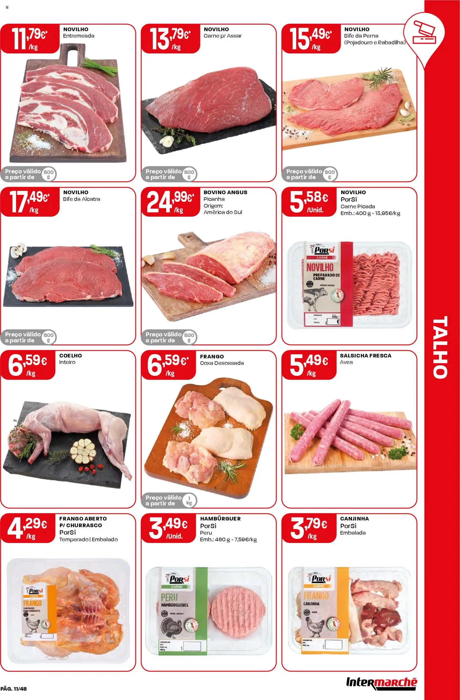 Intermarché folheto │ válido de 23.04.2026 | Página: 11 | Produtos: Frango, Hambúrguer, Carne picada, Salsicha