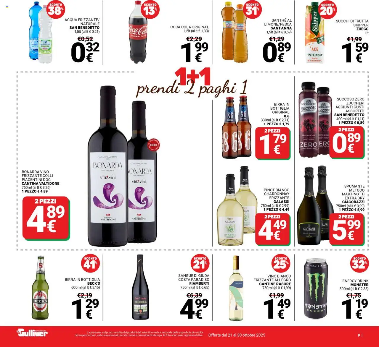 Volantino Gulliver del 21.10.2025 | Pagina: 9 | Prodotti: Acqua, Frutta, Bottiglia, Coca Cola