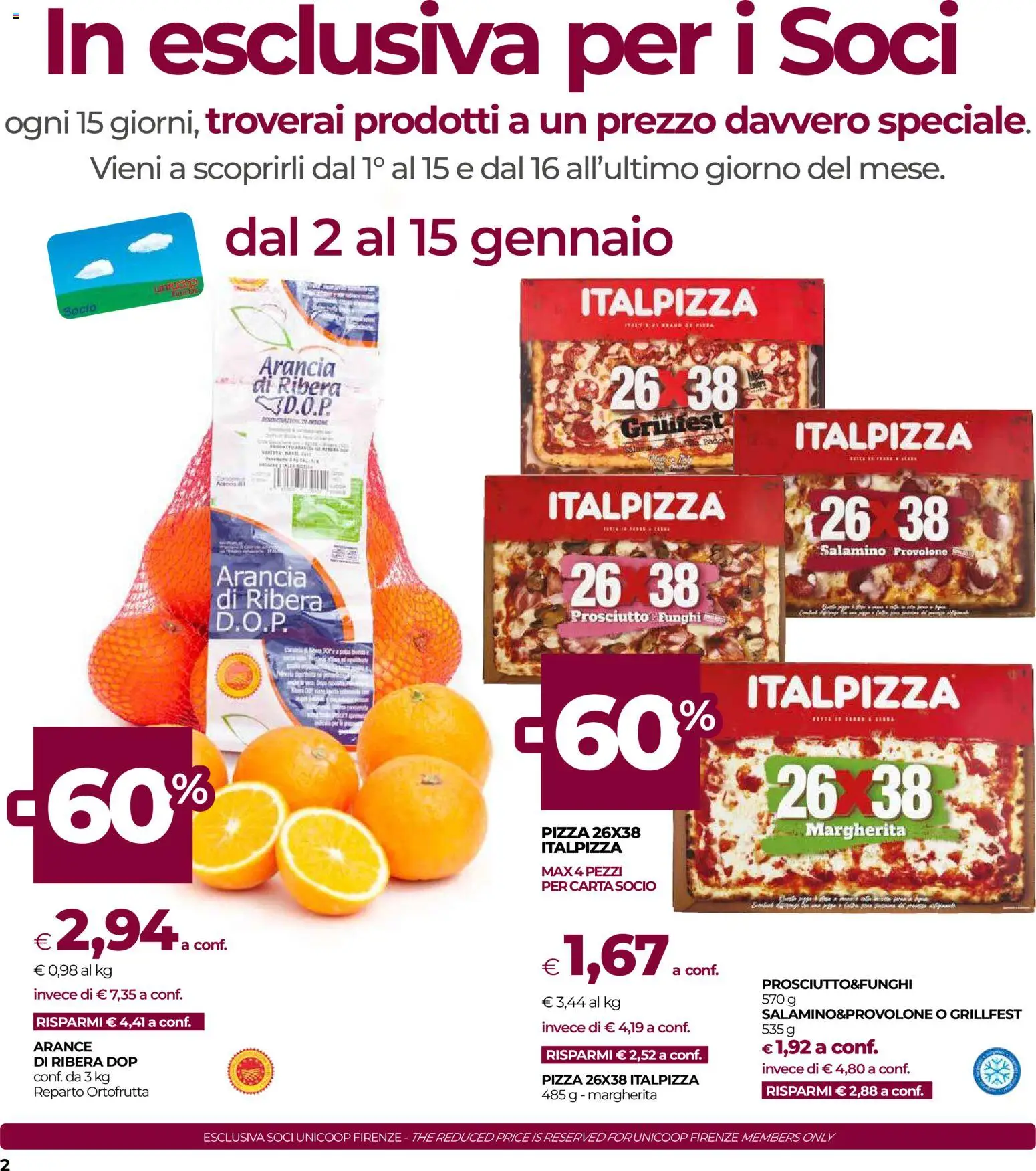 Volantino COOP del 07.01.2026 | Pagina: 2 | Prodotti: Pizza, Arance, The, Arancia