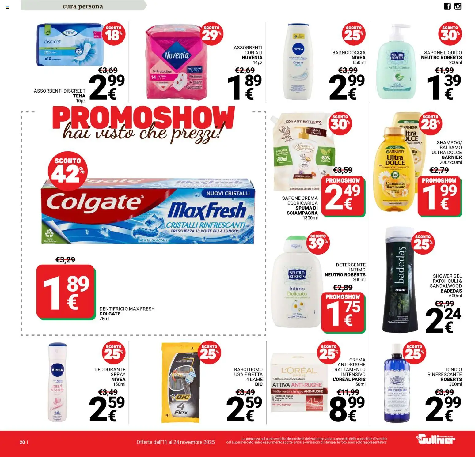 Volantino Gulliver del 11.11.2025 | Pagina: 20 | Prodotti: Balsamo, Crema, Dentifricio, Detergente