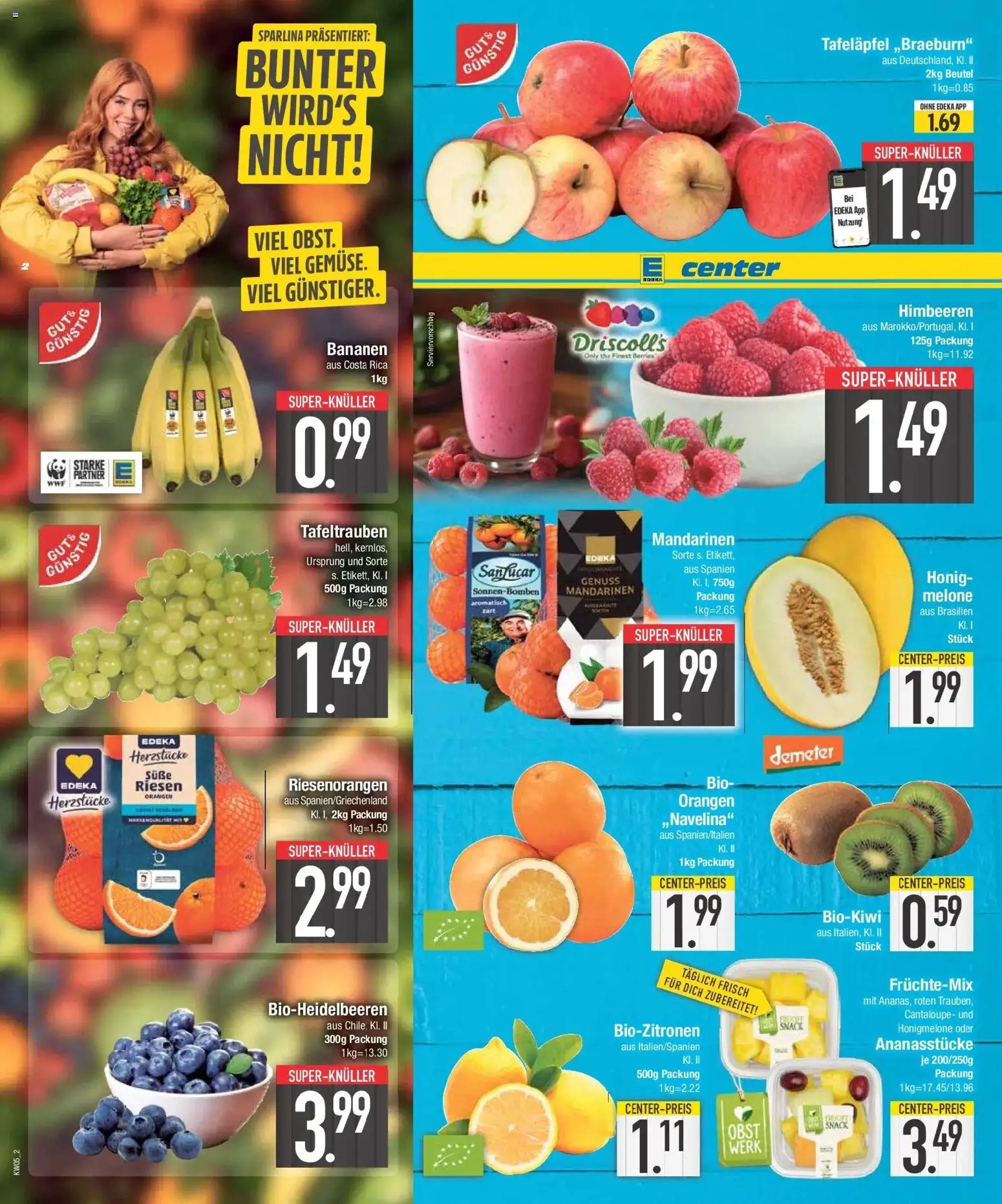Edeka prospekt Neuburg an der Donau	 – gültig ab 26.01.2026 | Seite: 2 | Produkte: Himbeeren, Mandarinen, Obst, Melone