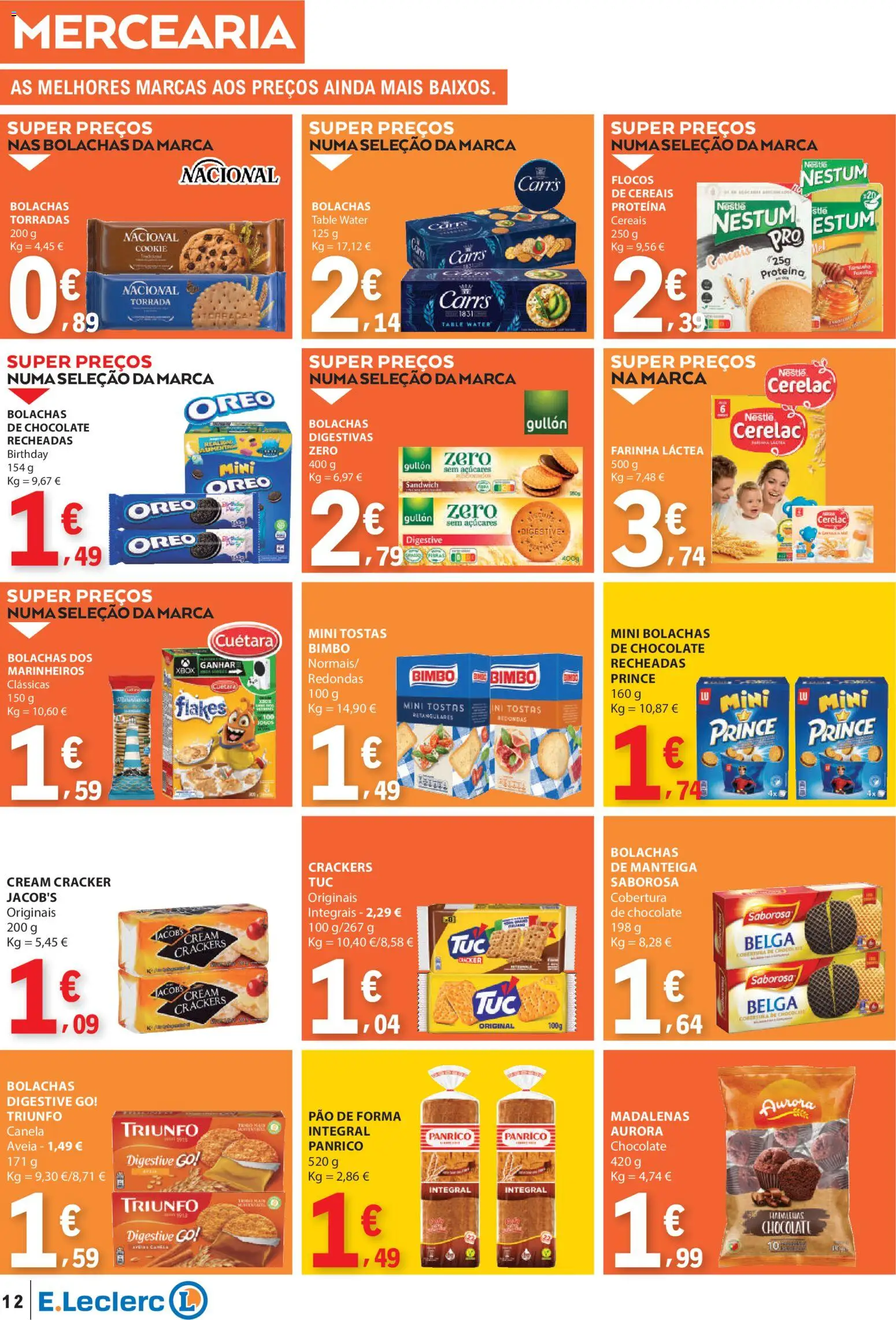 E.Leclerc folheto │ válido de 22.01.2026 | Página: 12 | Produtos: Bolachas, Tostas, Manteiga, Cereais