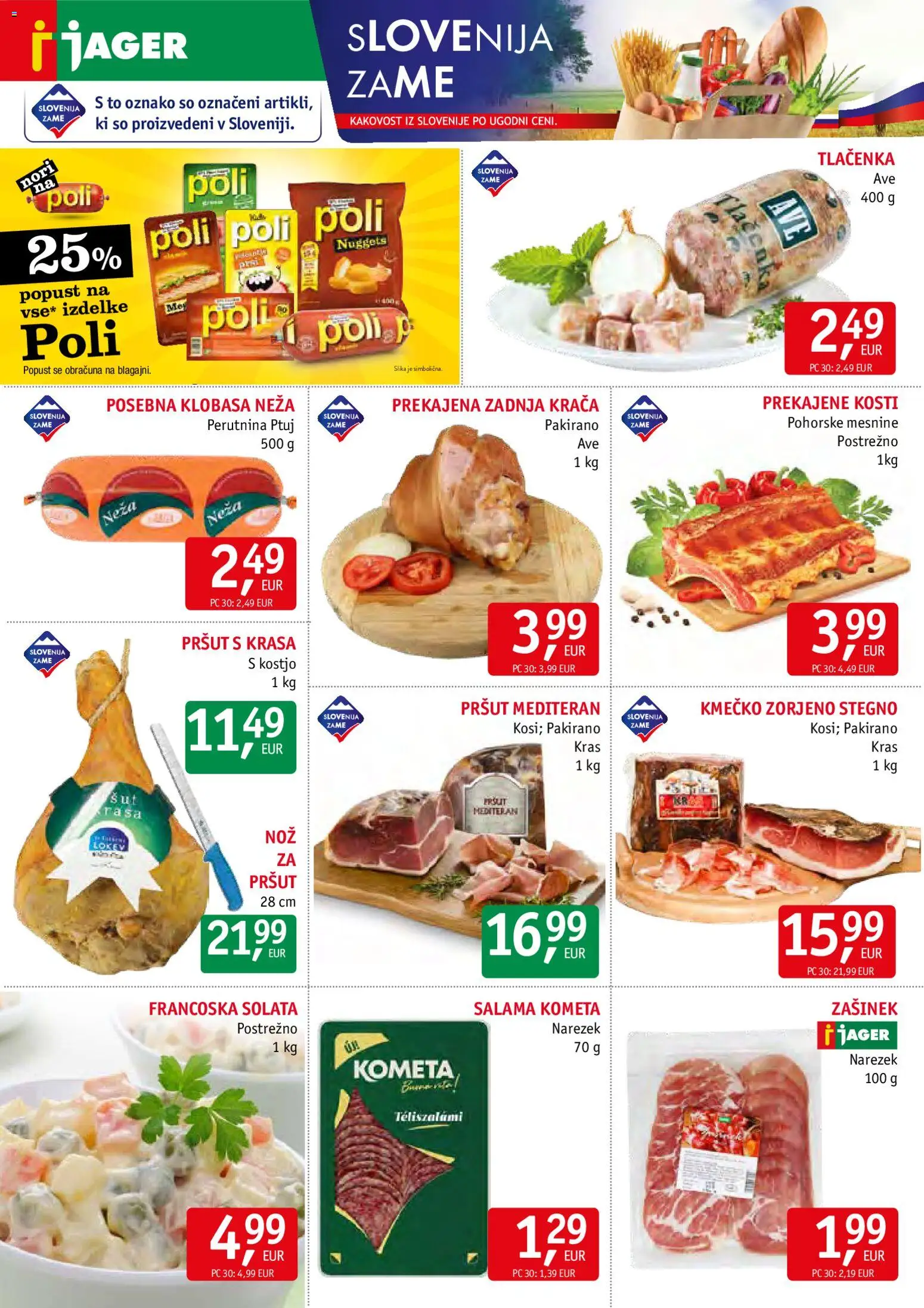 Novi Jager katalog ponudbe – veljaven od 10.12.2025 | Stran: 2 | Izdelki: Pršut, Narezek, Salama, Solata