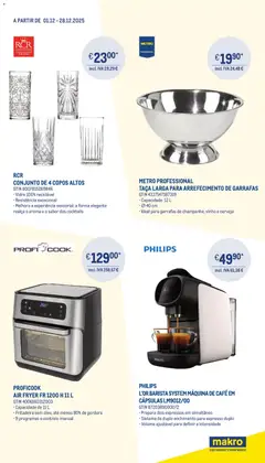 Pré-visualização Makro Tudo para as celebrações de Natal  válido de 01.12.2025 | Página: 3 | Produtos: Copos, Air fryer, Máquina de café, Vinho