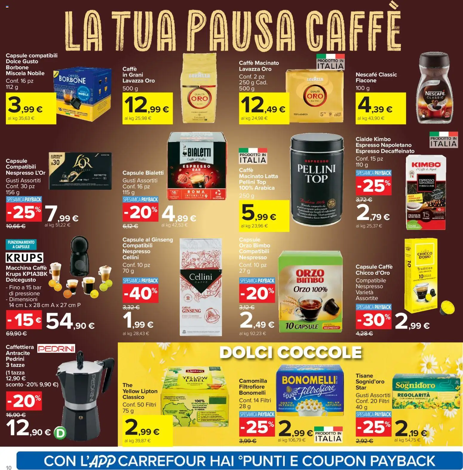 Volantino Carrefour del 15.01.2026 | Pagina: 10 | Prodotti: Caffè, Caffettiera, Top, Lavazza