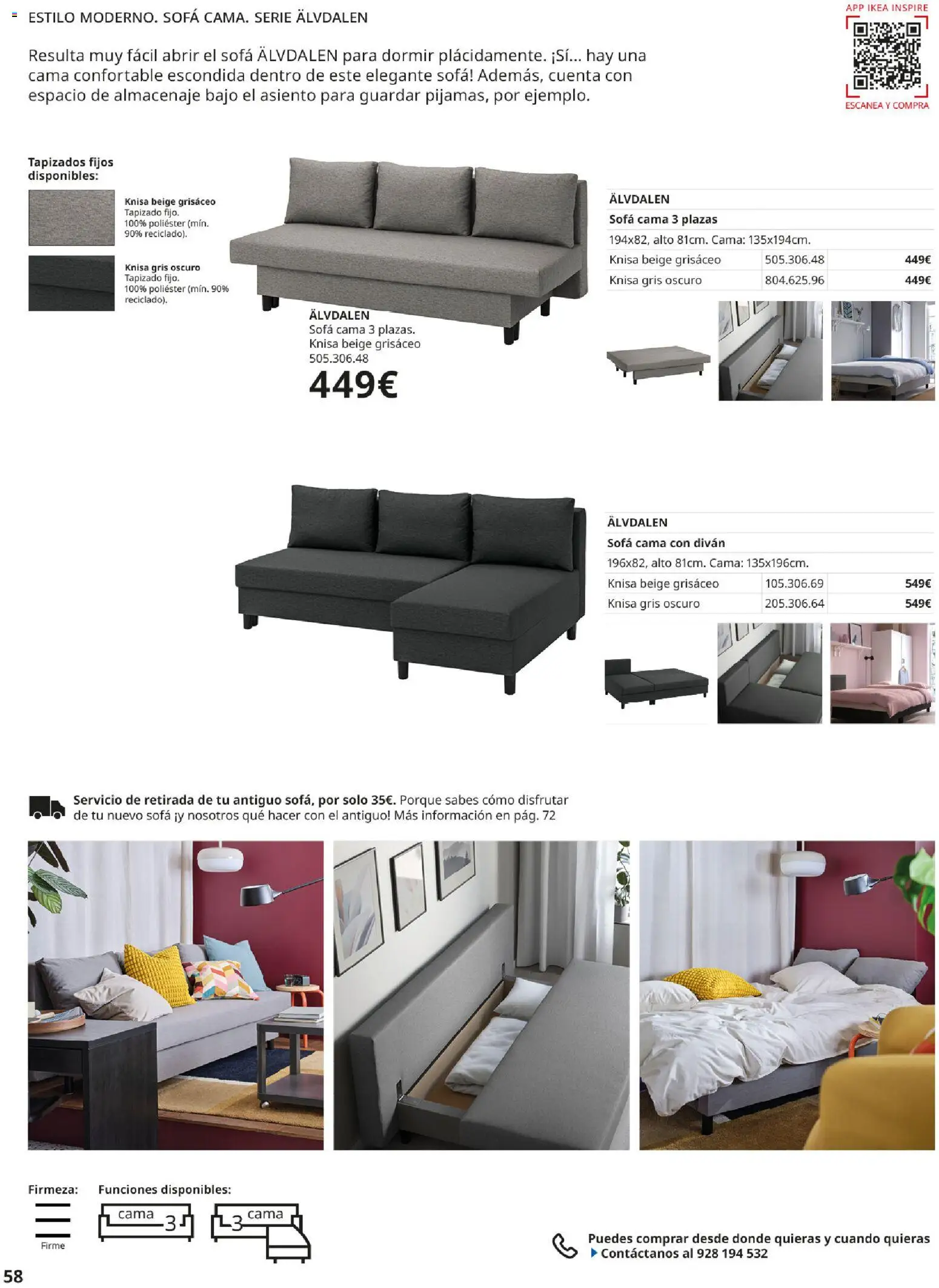 Catálogo IKEA Sofás │ válido desde el 02.12.2025 | Página: 58 | Productos: Sofá cama, Cama, Almacenaje, Sofá