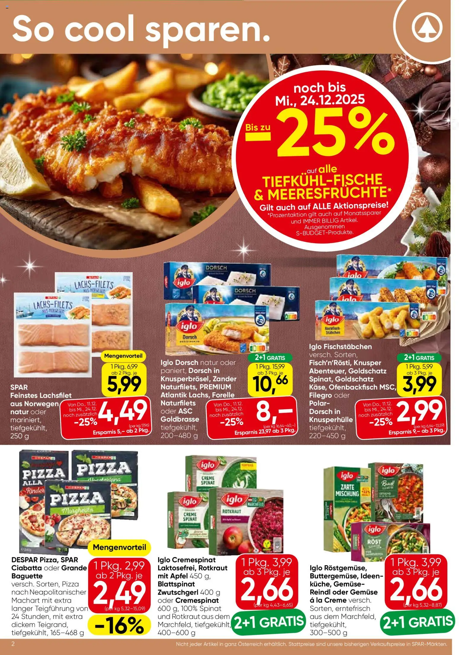 Spar Flublatt - Kärnten gültig ab 11.12.2025 | Seite: 2 | Produkte: Gemüse, Jääkaappipakastin, Pizza, Äpfel