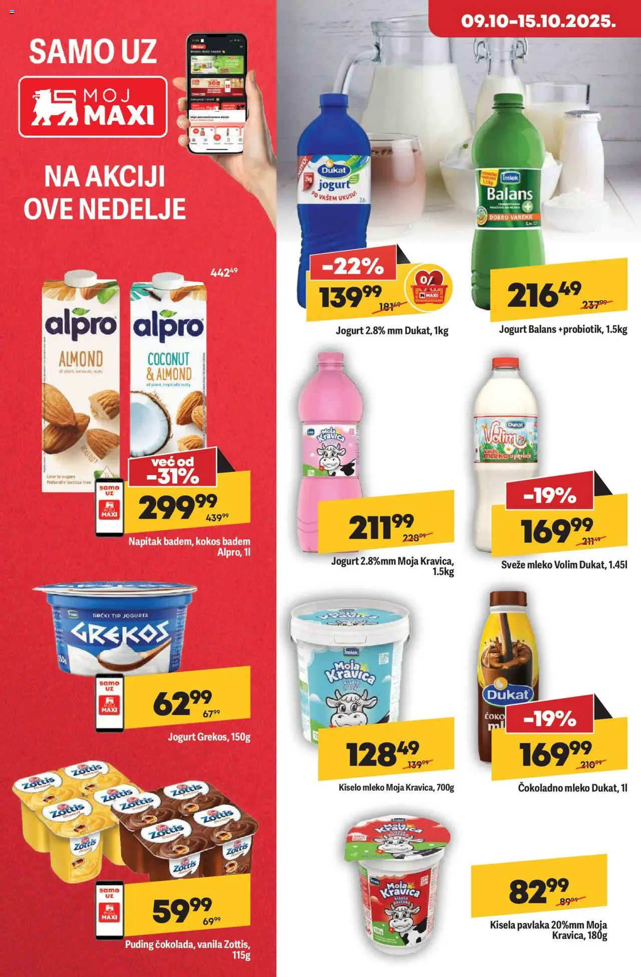 Maxi katalog - važi od 09.10.2025 | Strana: 12 | Proizvode: Čokoladno mleko, Kiselo mleko, Alpro, Pavlaka