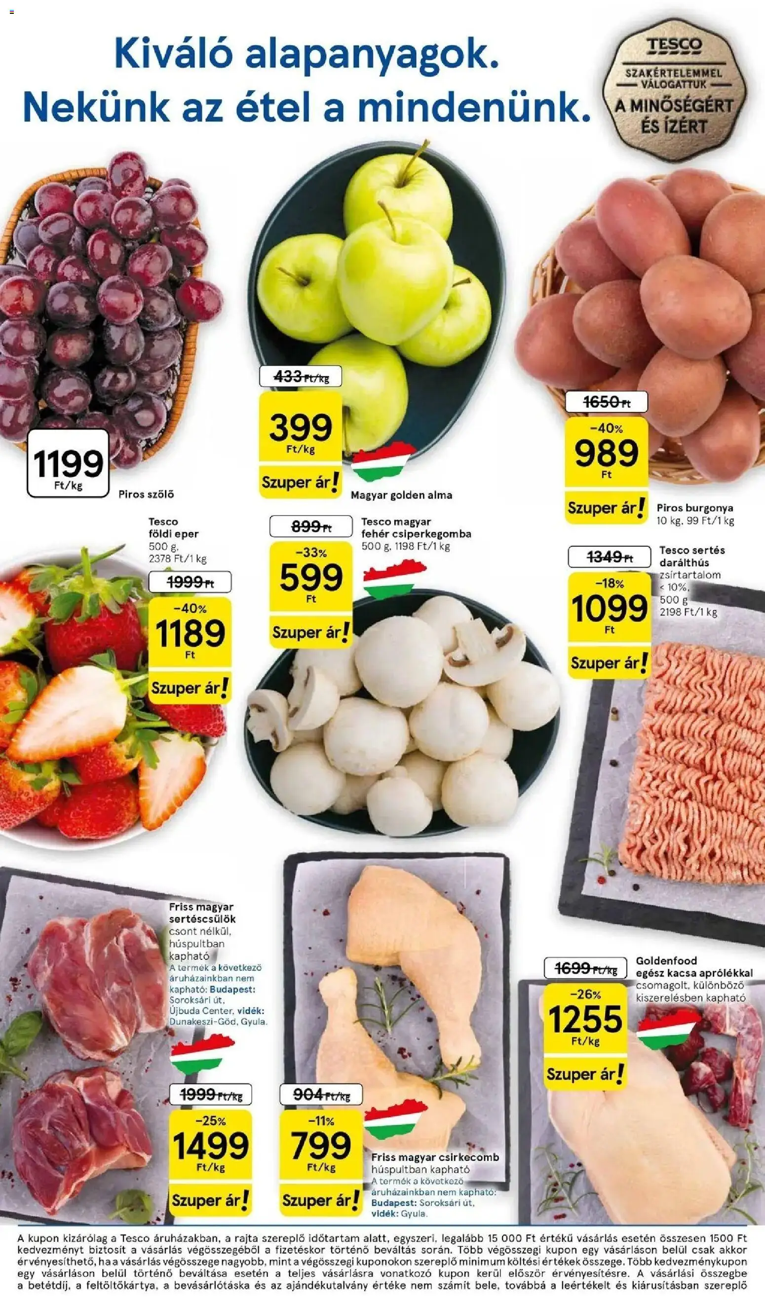 Tesco akciós ujság - amely érvényes a következő dátumtól: 26.03.2026 | Oldal: 2 | Termékek: Szőlő, Burgonya, Kacsa, Csirkecomb