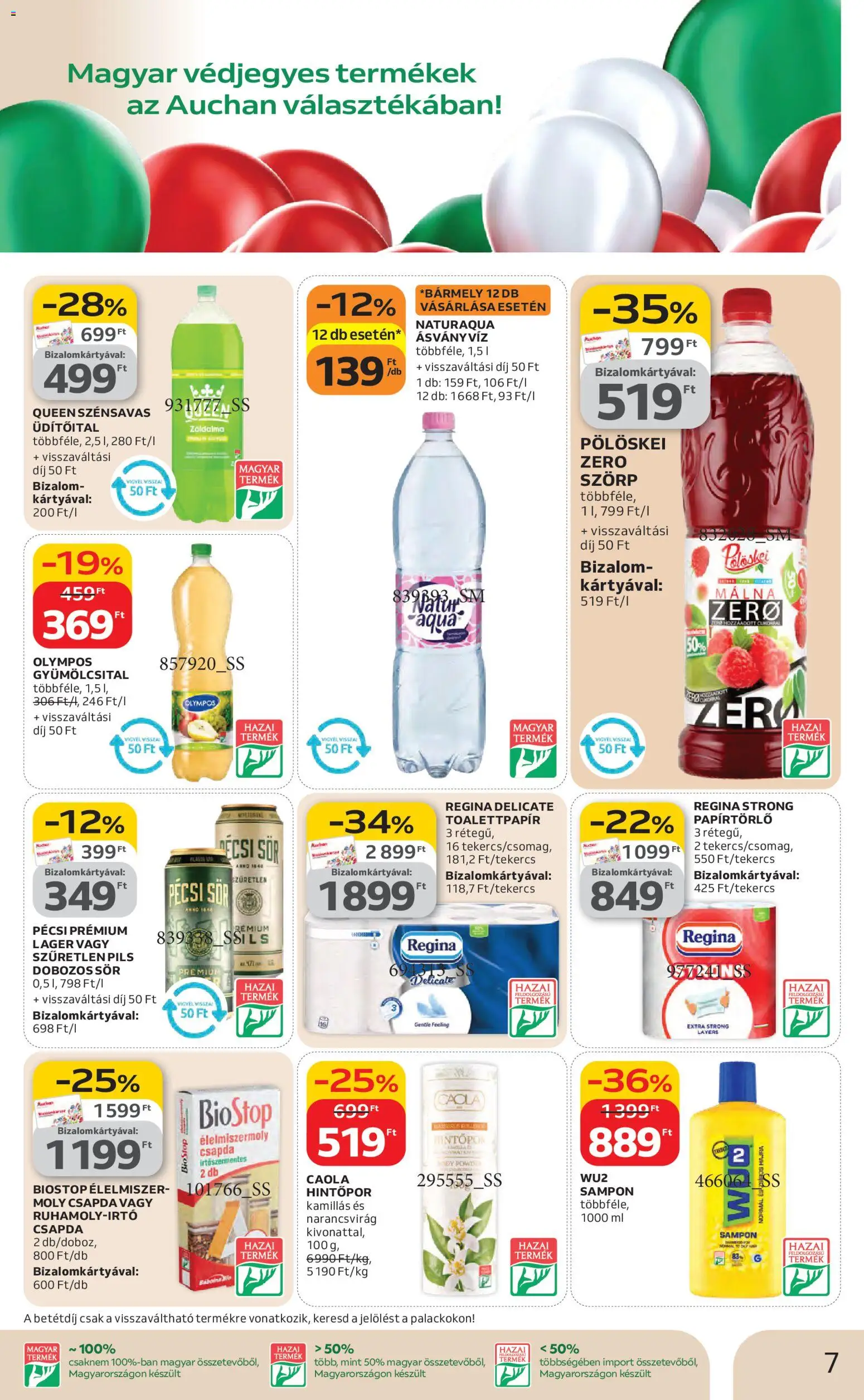 Auchan akciós ujság - amely érvényes a következő dátumtól: 12.02.2026 | Oldal: 7 | Termékek: Szörp, Málna, Kiseli krastavci, Dobozos sör