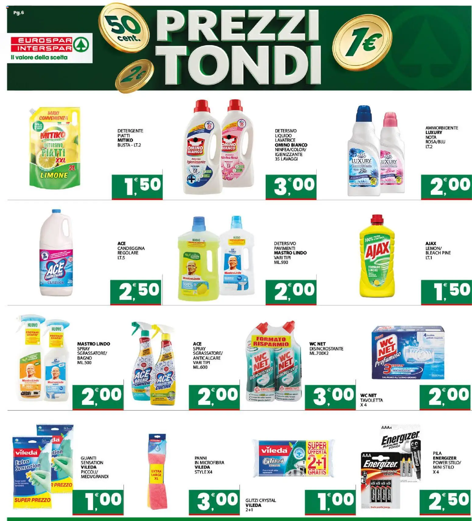Volantino Eurospar del 07.04.2026 | Pagina: 6 | Prodotti: Ammorbidente, Candeggina, Limone, Lavatrice