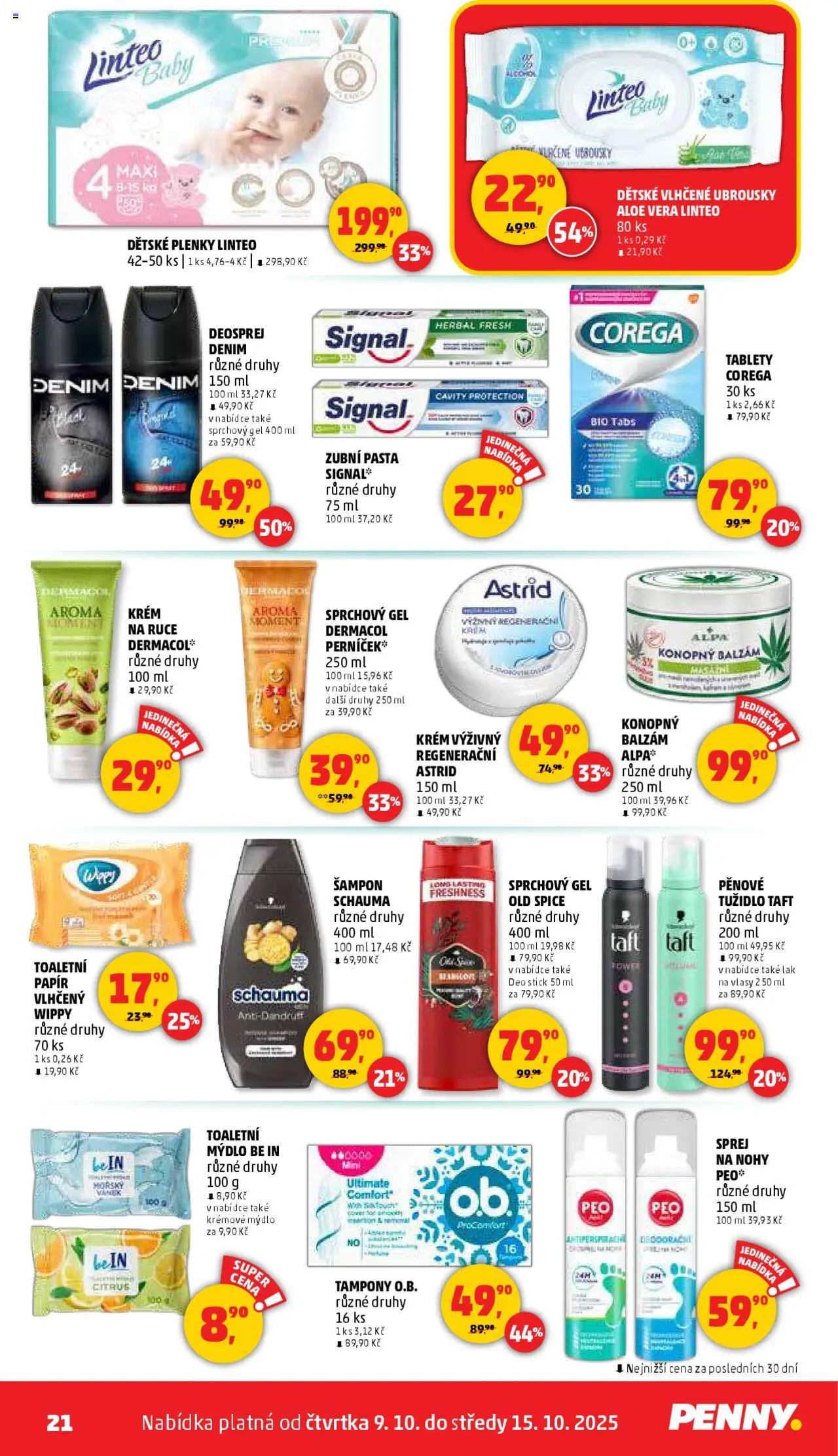 Penny Market leták - Čtvrtečník od 09.10.2025 | Strana: 21 | Produkty: Sprchový gel, Zubní pasta, Aloe vera, Šampon