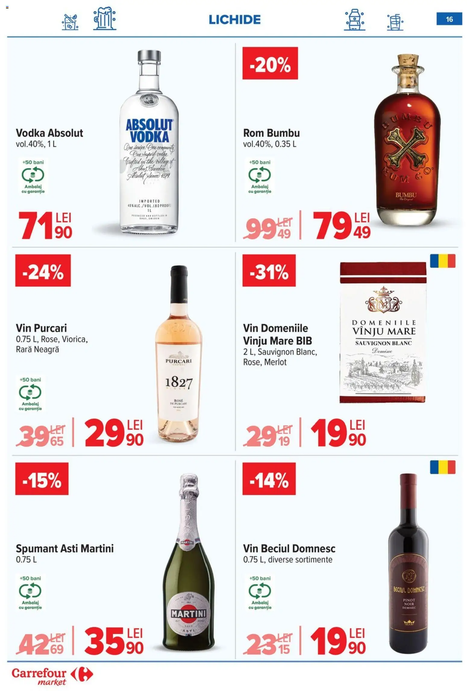 Noul catalog Carrefour – valabil de la 08.01.2026 | Pagină: 16 | Produse: Yulaf, Vin, Rom, Vodka