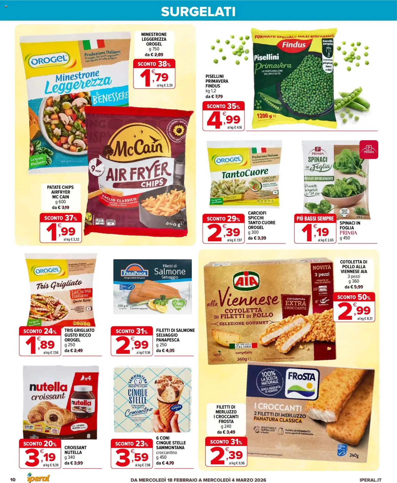 Volantino Iperal del 18.02.2026 | Pagina: 10 | Prodotti: Pollo, Merluzzo, Spinaci, Carciofi