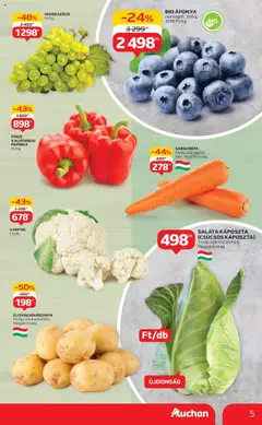 Auchan akciós ujság - amely érvényes a következő dátumtól: 17.07.2025 | Oldal: 5 | Termékek: Áfonya, Sárgarépa, Kaliforniai paprika, Saláta