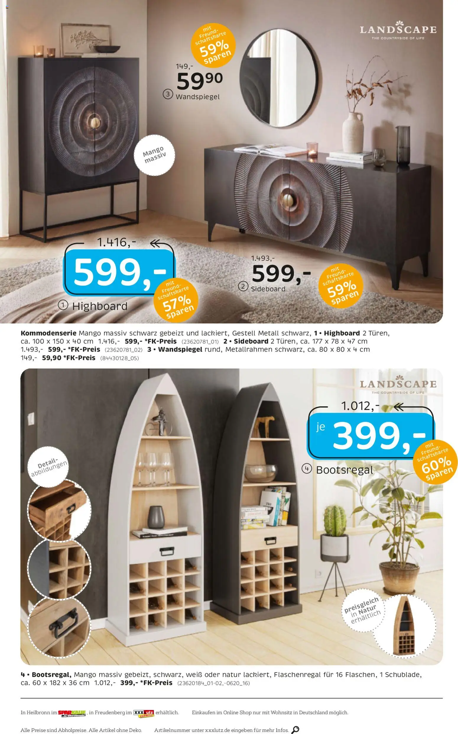 XXXL Lutz Wohntrends zum Bestpreis – gültig ab 26.10.2025 | Seite: 6 | Produkte: Sideboard, HIghboard, Wandspiegel, Mango